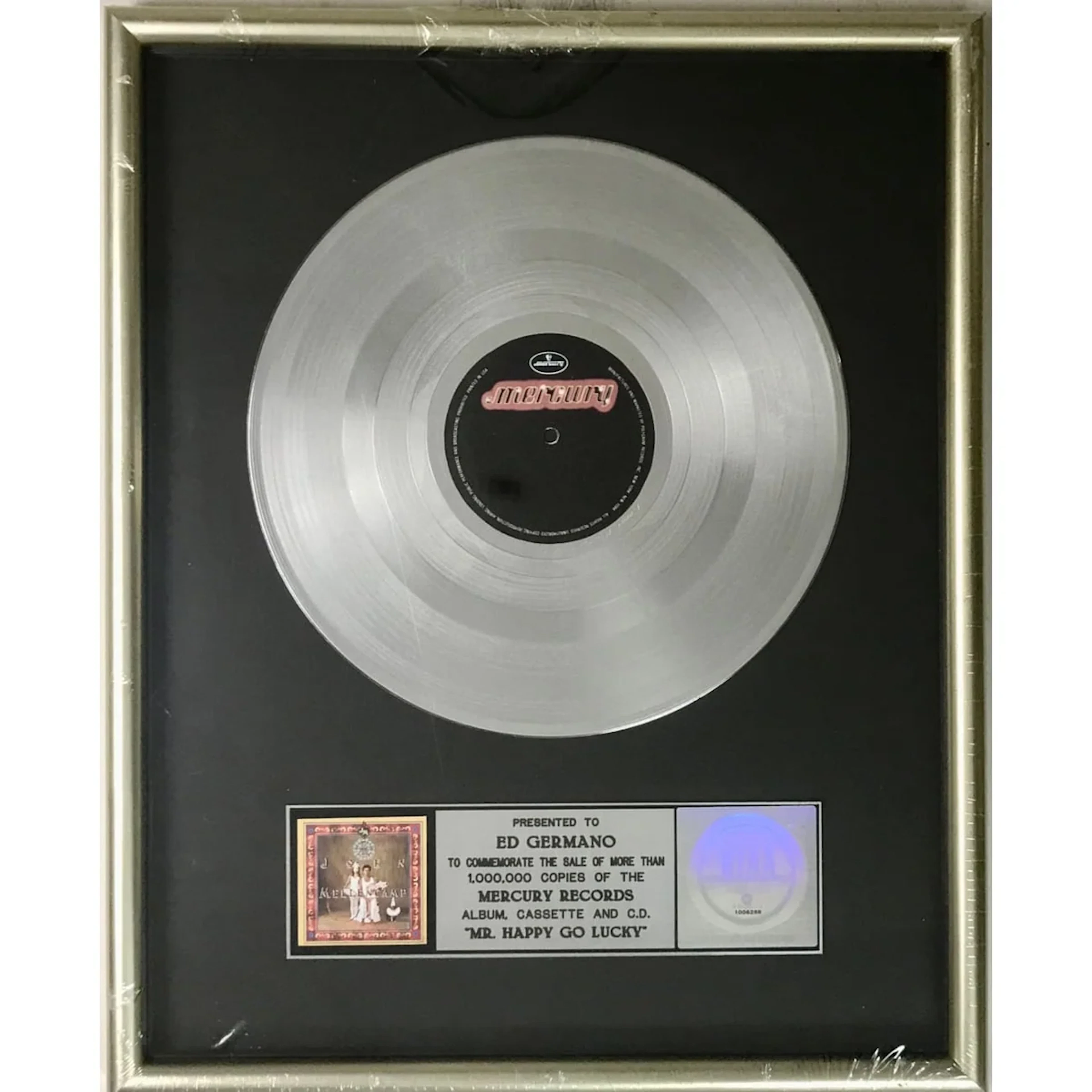 John Mellencamp Mr. Happy Go Lucky RIAA Platinum Album Award - Sealed