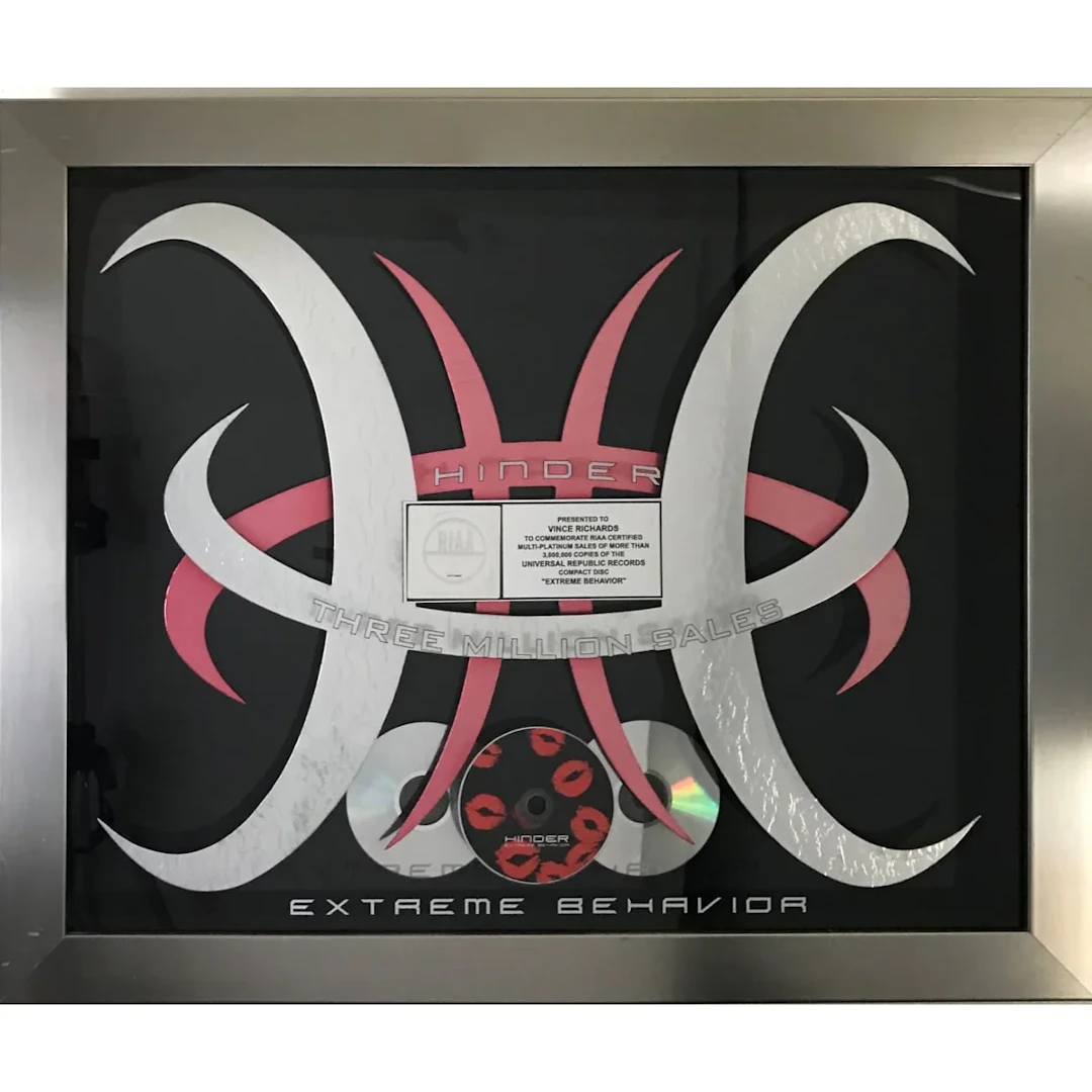 Hinder Extreme Behavior RIAA 3x Multi-Platinum Award