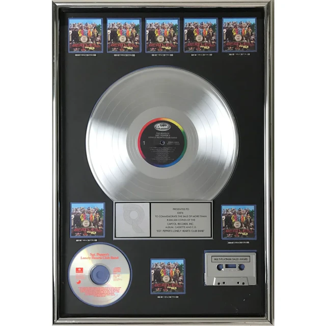 Beatles Sgt. Pepper's Lonely Hearts Club Band RIAA 8x Multi-Platinum