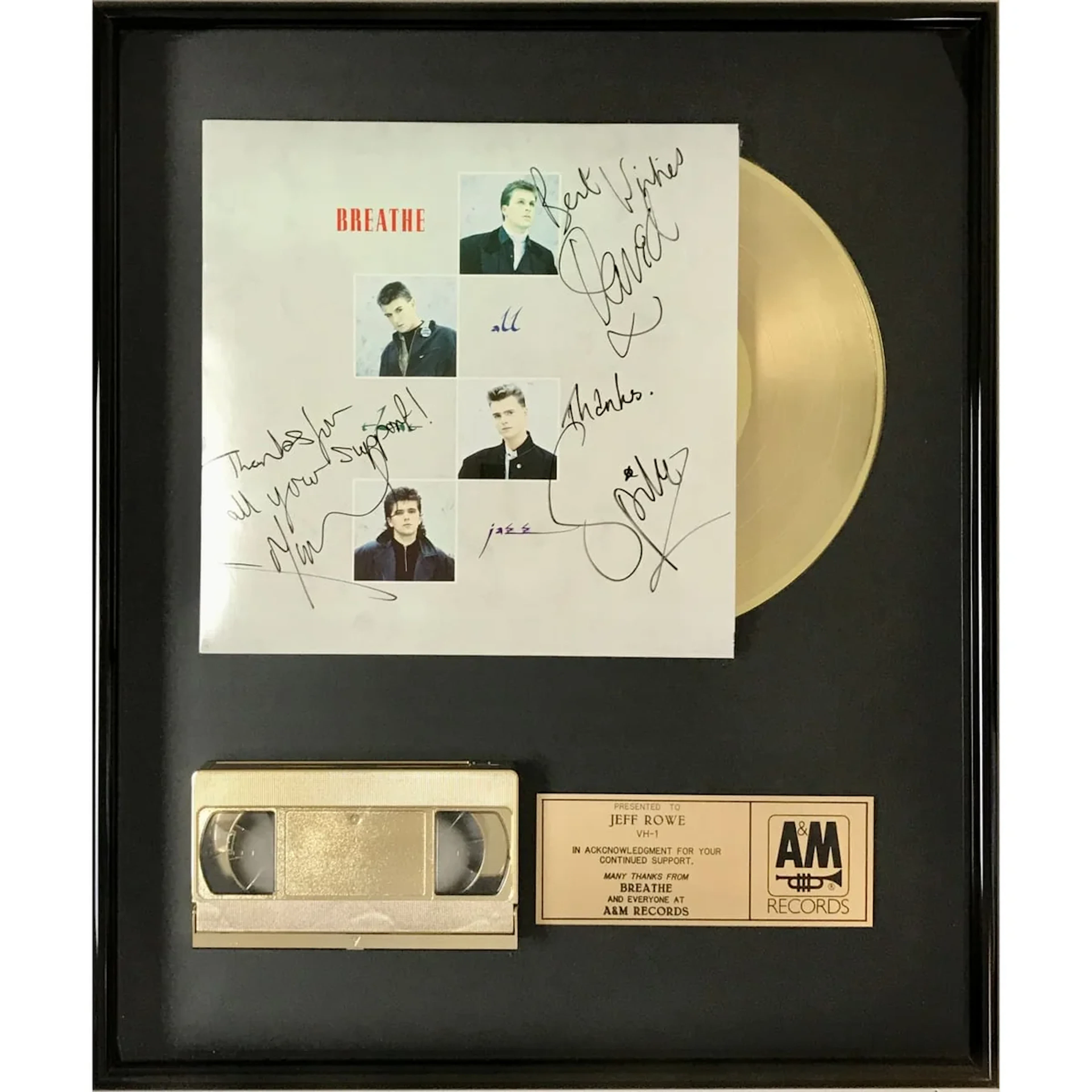 Breathe All That Jazz A&M Records Award signed by group