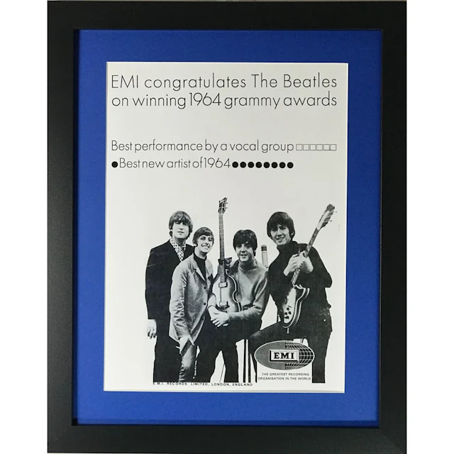 Beatles EMI 1964 Grammy Awards Ad - Framed