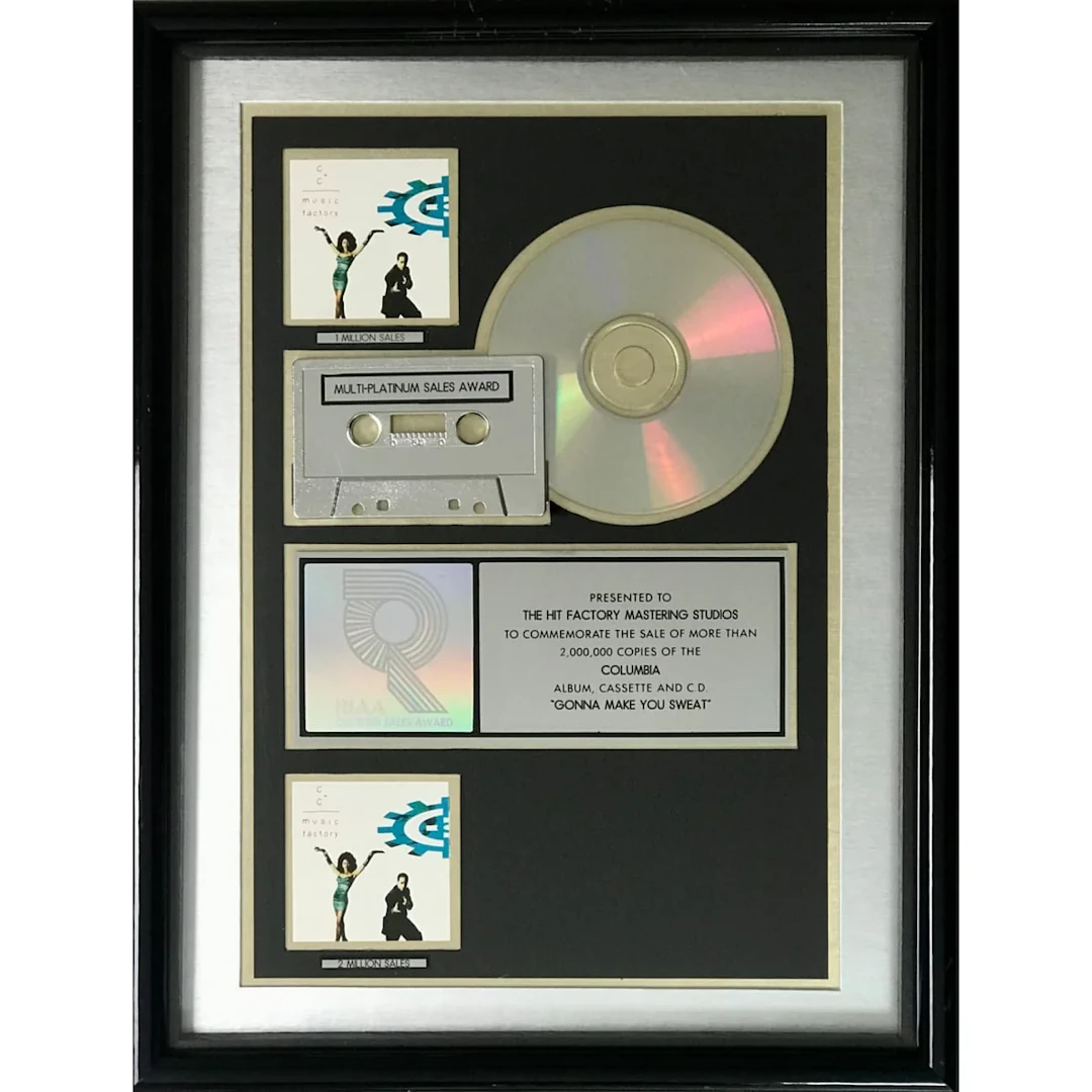 C+C Music Factory Gonna Make You Sweat RIAA 2x Multi-Platinum Album Award