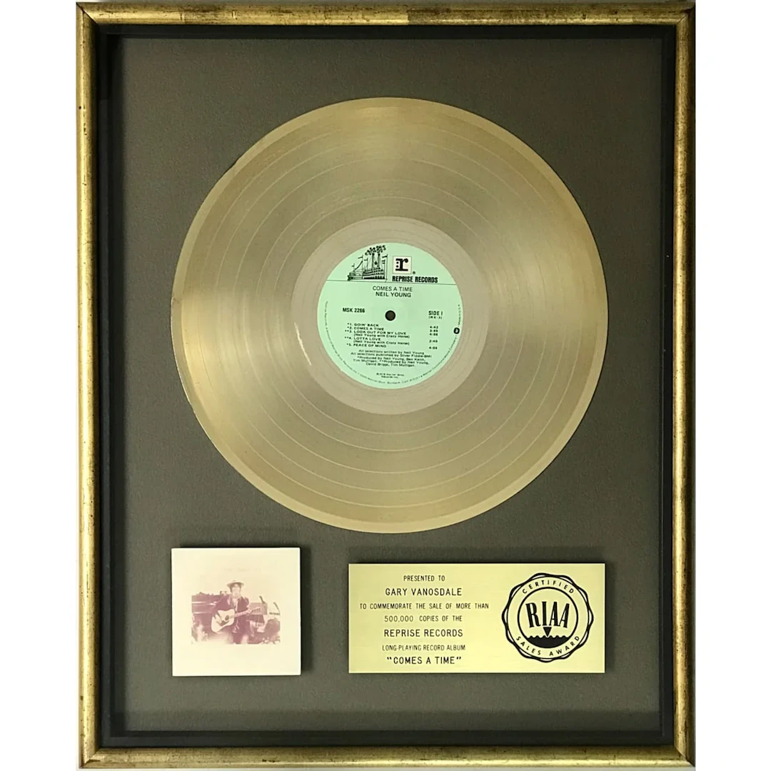 Neil Young Comes A Time RIAA Gold Album Award