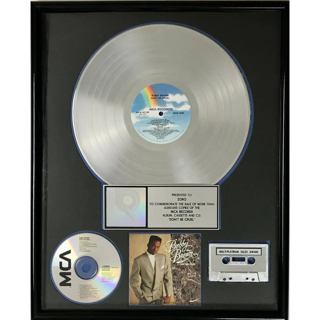 Bobby Brown Don't Be Cruel RIAA 4x Multi-Platinum Album Award