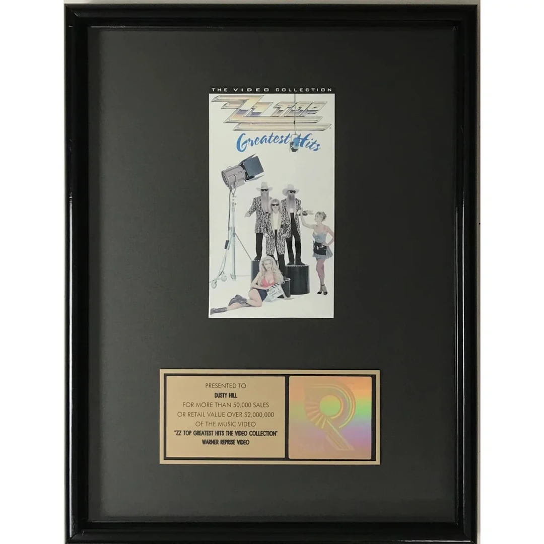 ZZ Top Greatest Hits RIAA Gold Video Award presented to Dusty Hill - RARE