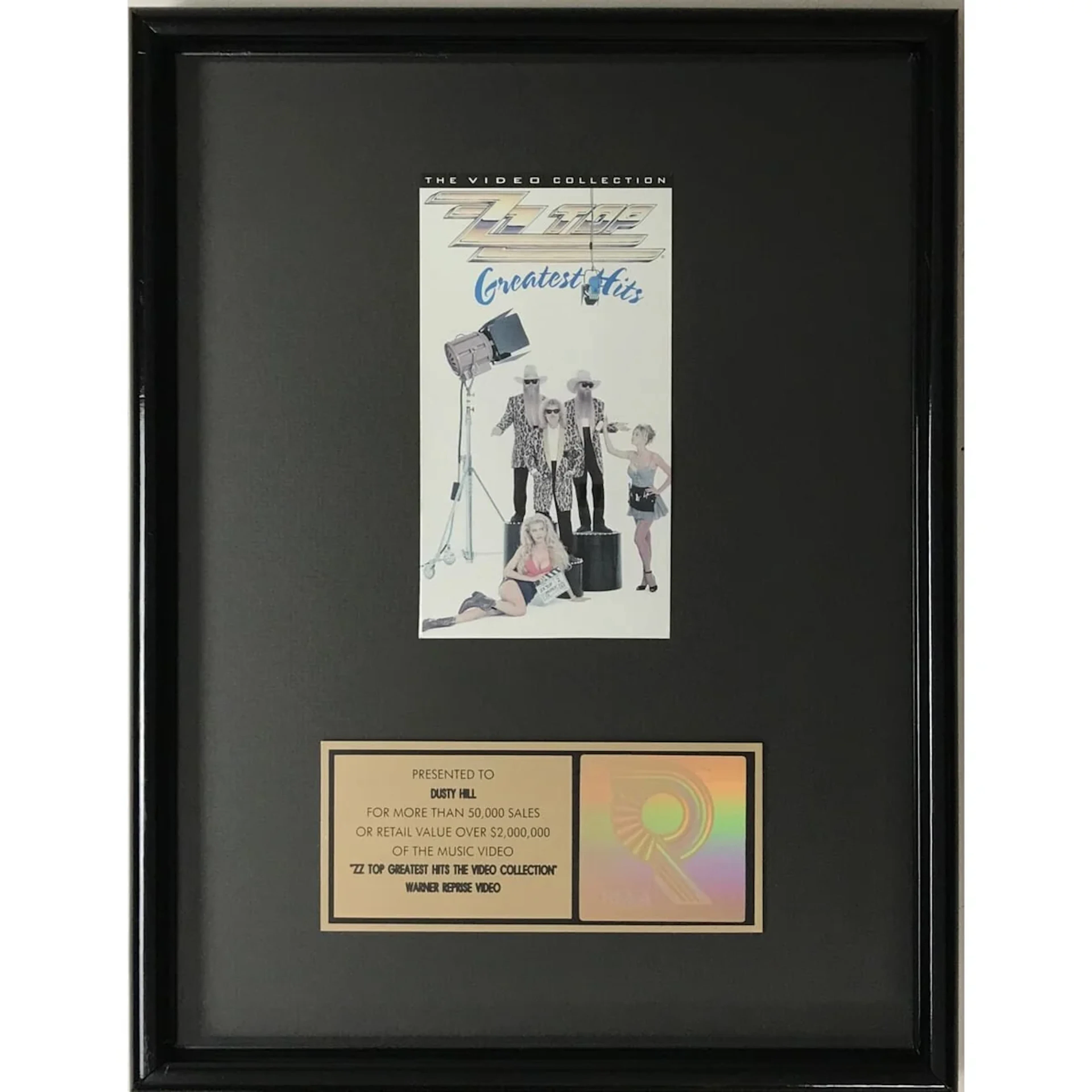 ZZ Top Greatest Hits RIAA Gold Video Award presented to Dusty Hill - RARE