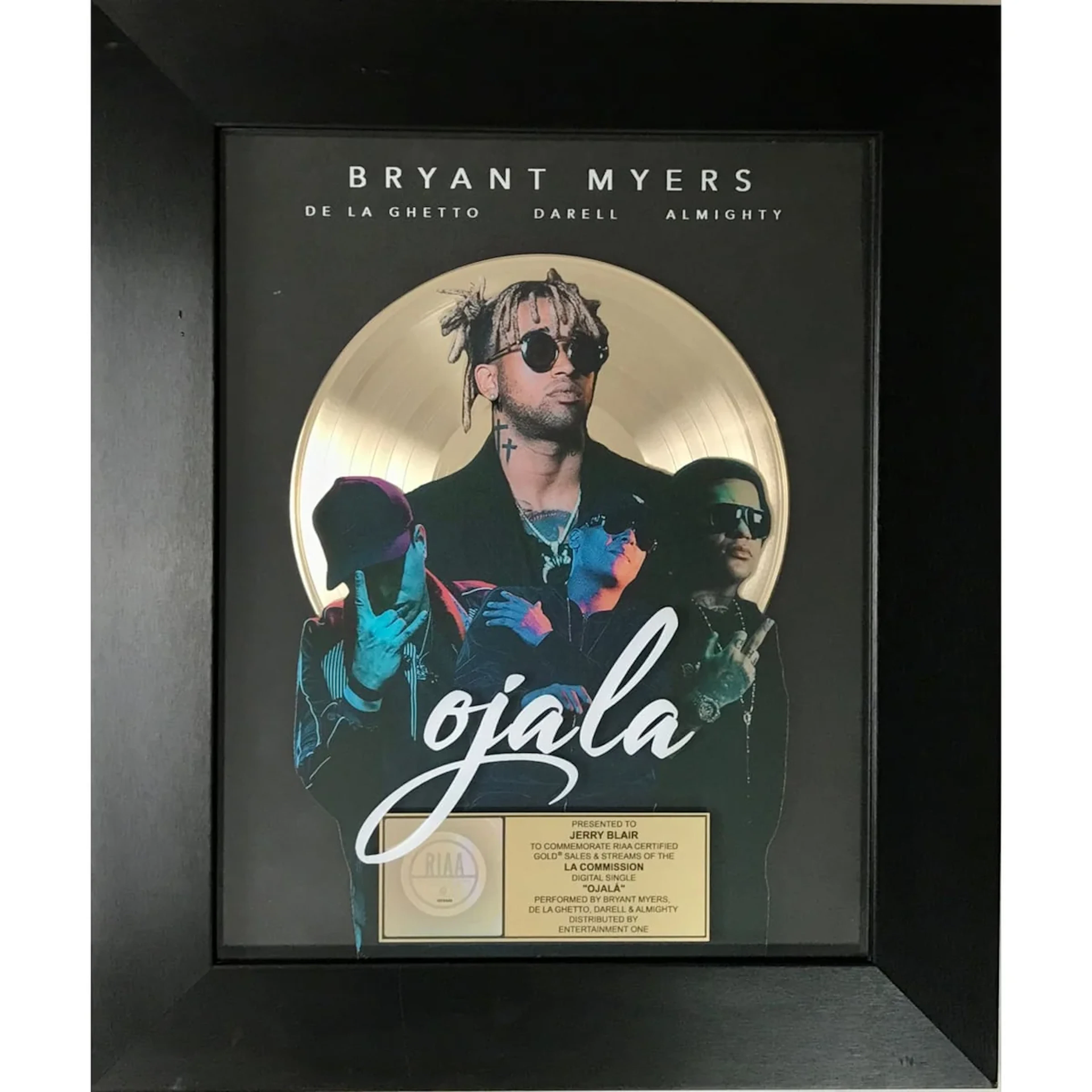 Bryant Myers "Ojala" RIAA Digital Gold Single Award