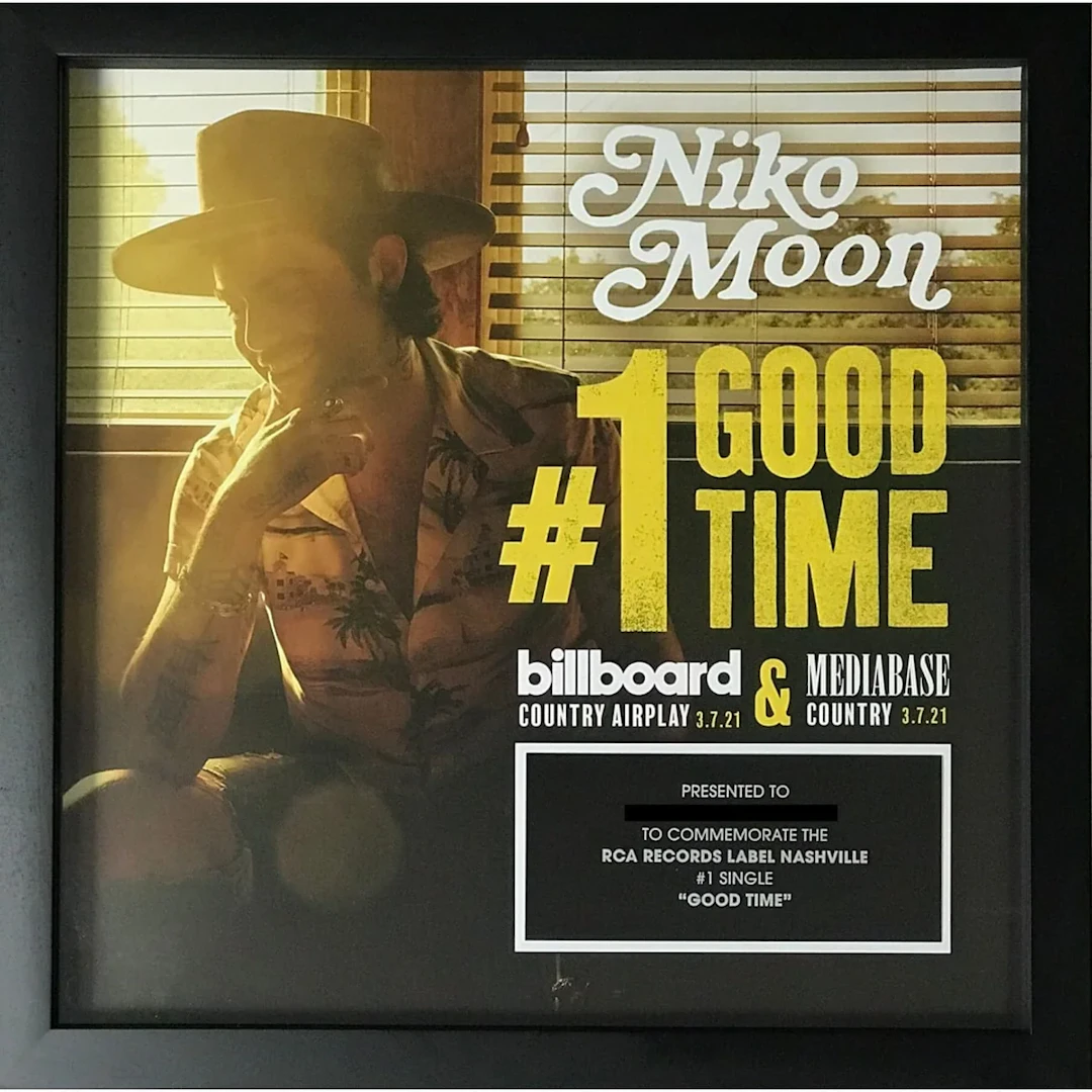 Niko Moon "Good Time" #1 Single RCA Label Award