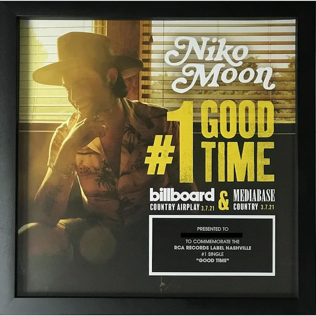 Niko Moon "Good Time" #1 Single RCA Label Award