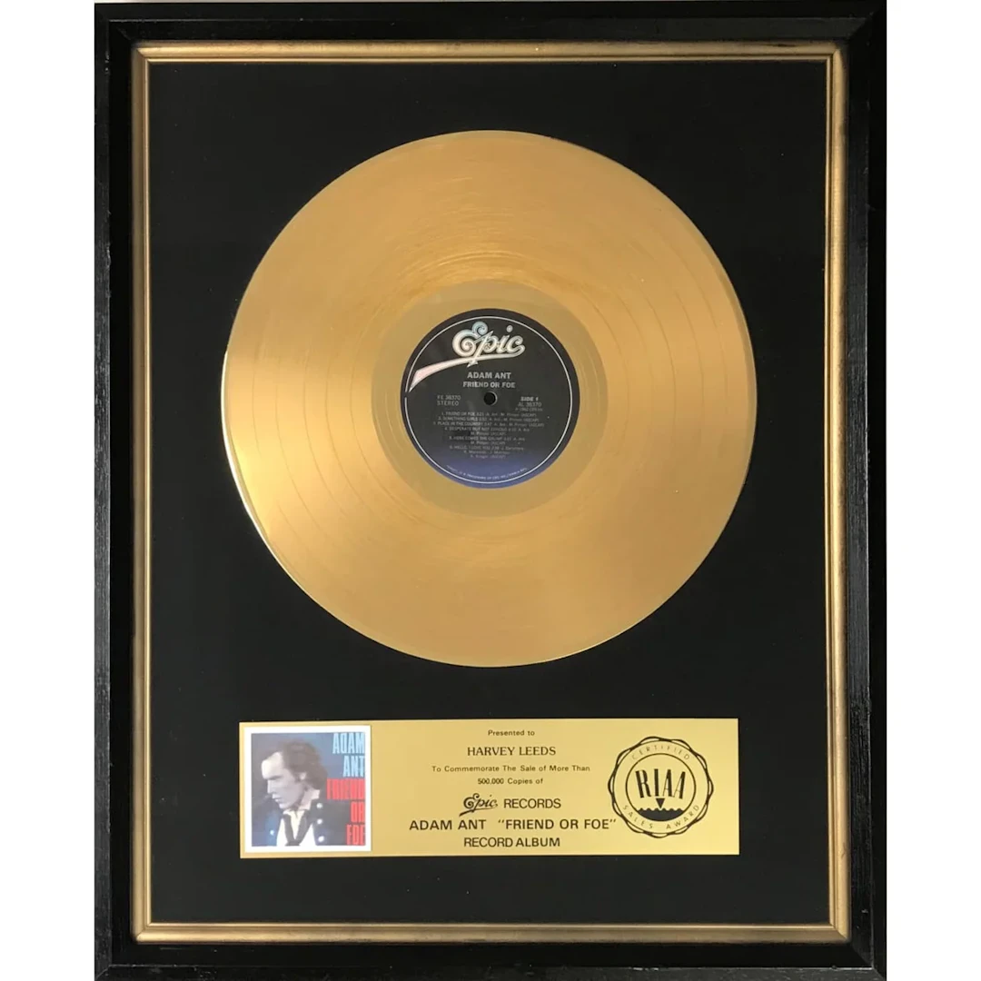 Adam Ant Friend Or Foe RIAA Gold LP Award