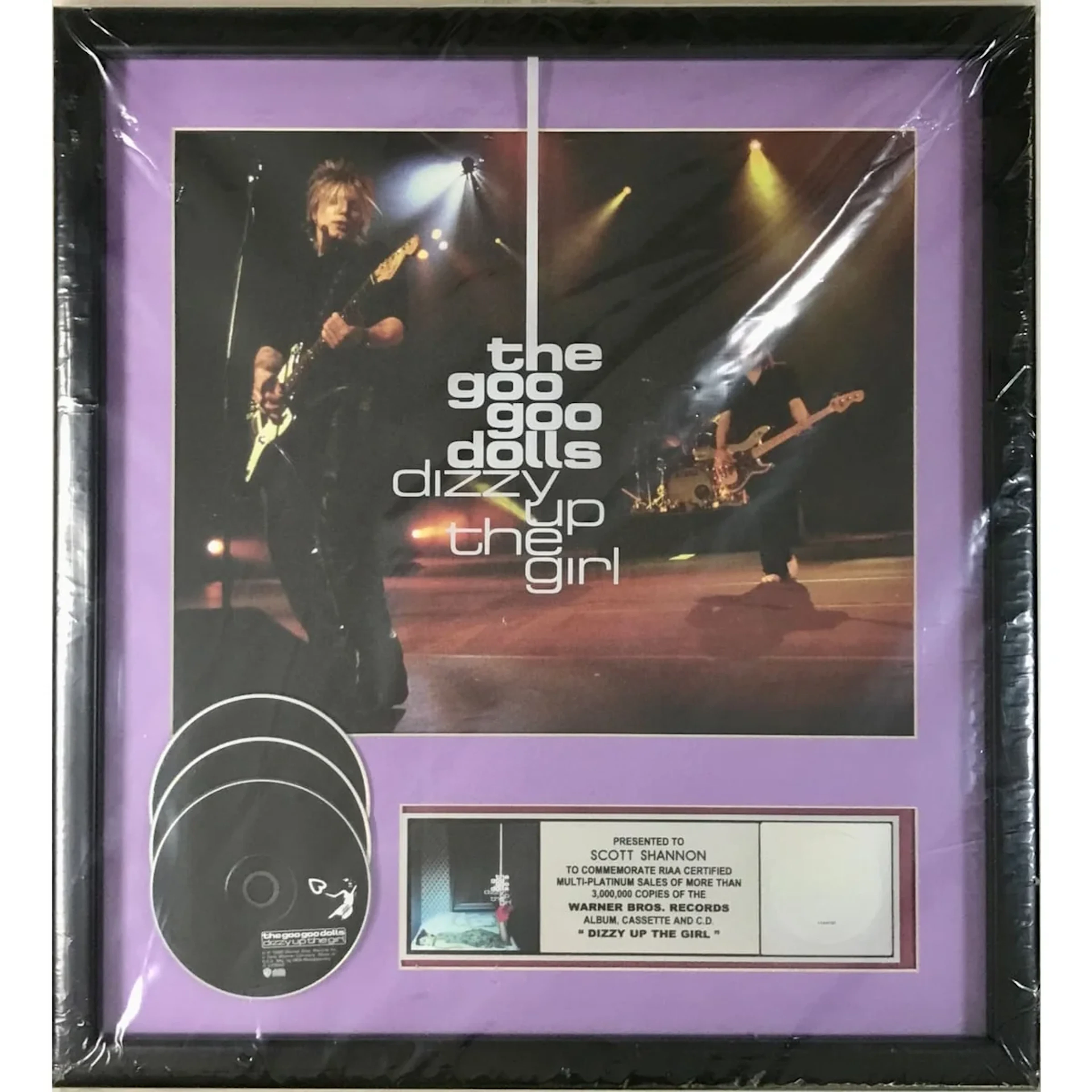 Goo Goo Dolls Dizzy Up The Girl RIAA 3x Multi-Platinum Album Award NEW, sealed