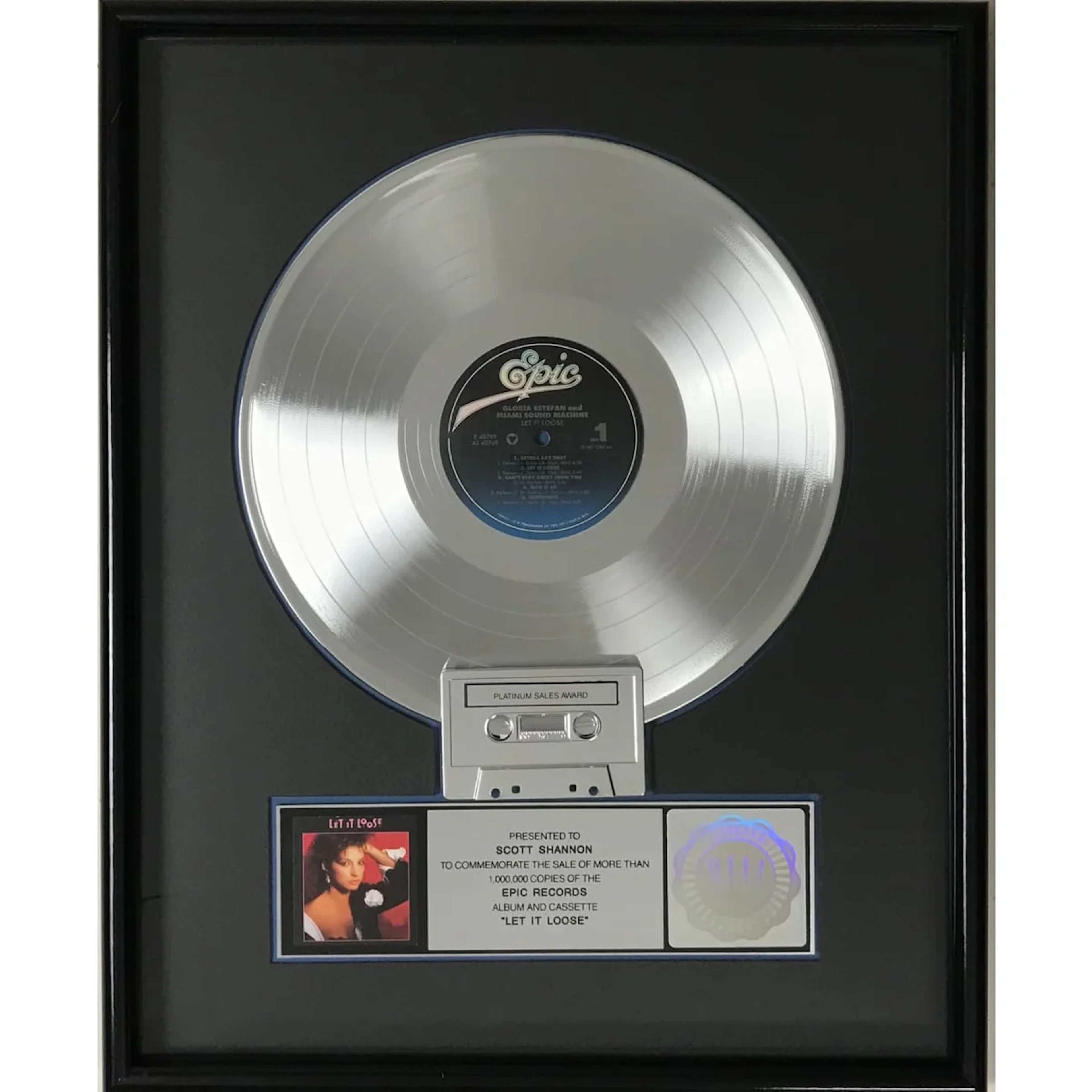Gloria Estefan & Miami Sound Machine Let It Loose RIAA Platinum Album Award