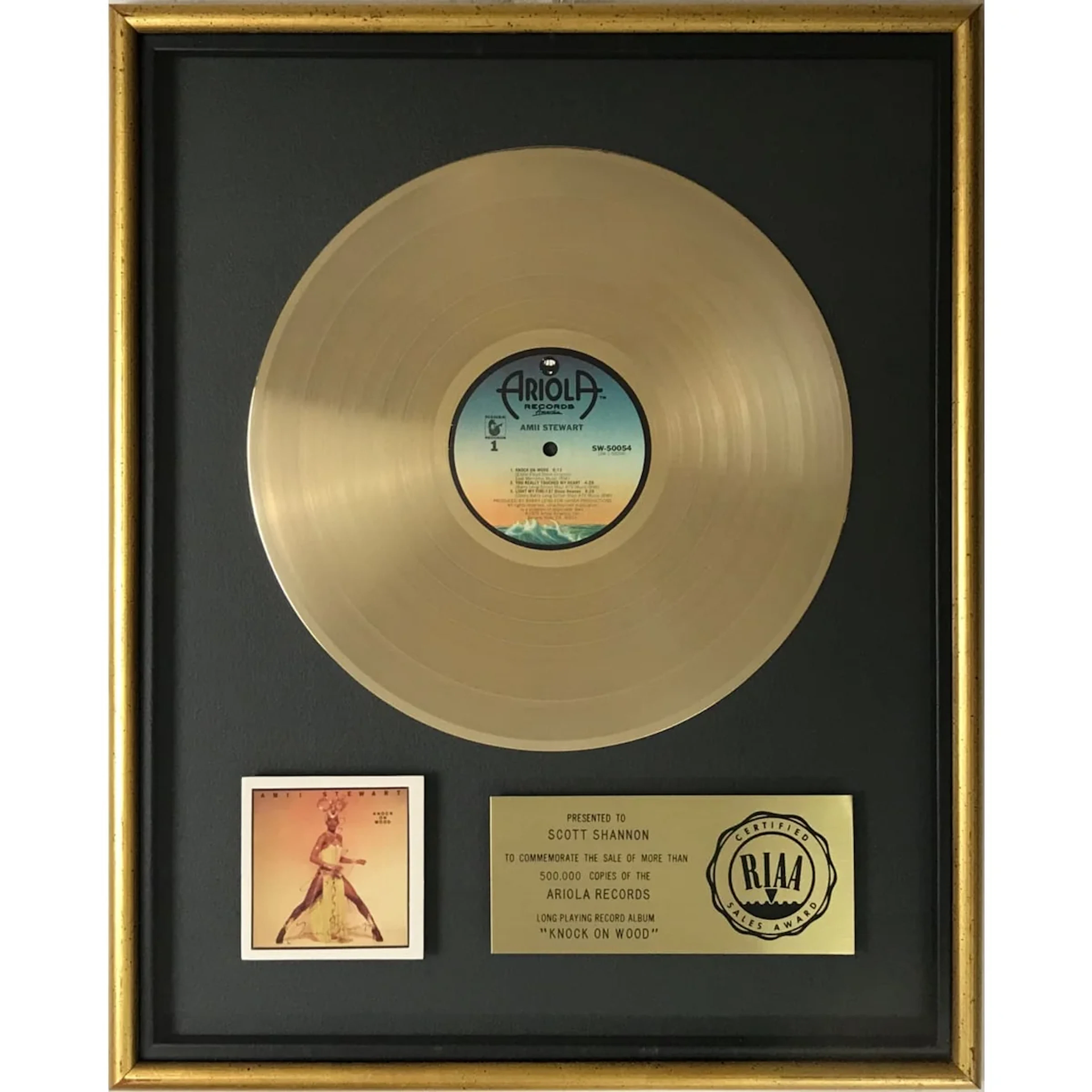 Amii Stewart Knock On Wood RIAA Gold Album Award