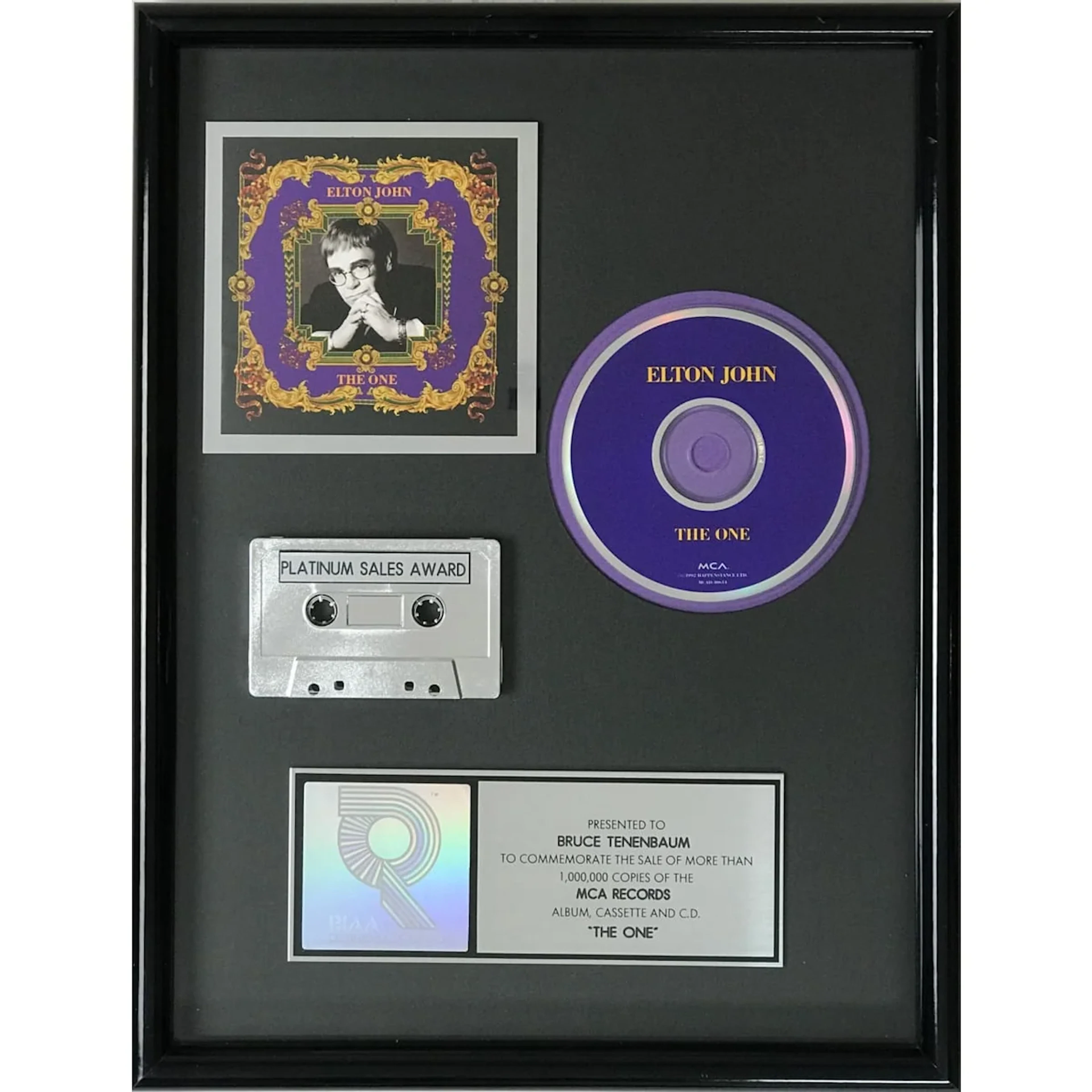 Elton John The One RIAA Platinum Album Award