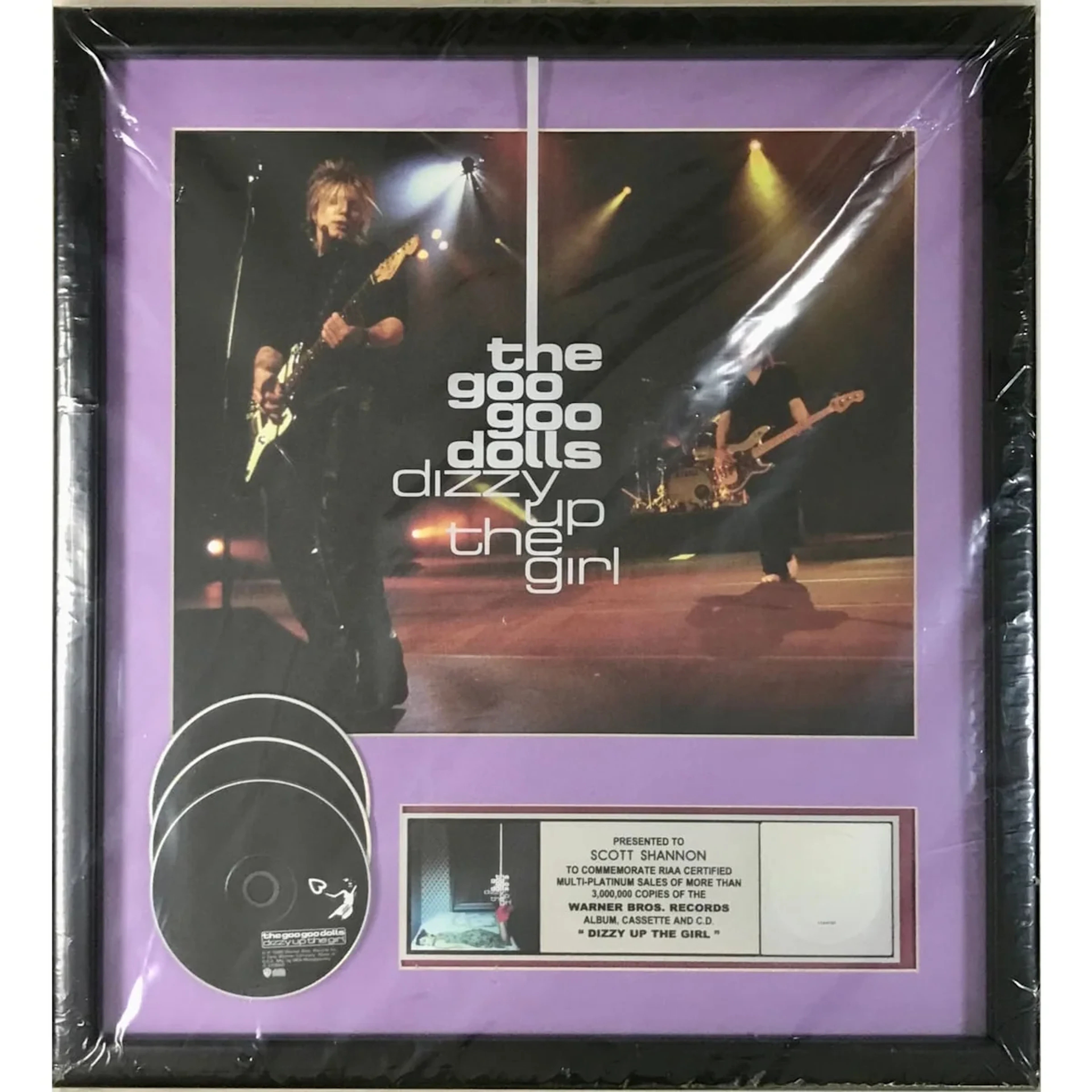 Goo Goo Dolls Dizzy Up The Girl RIAA 3x Multi-Platinum Album Award NEW, sealed