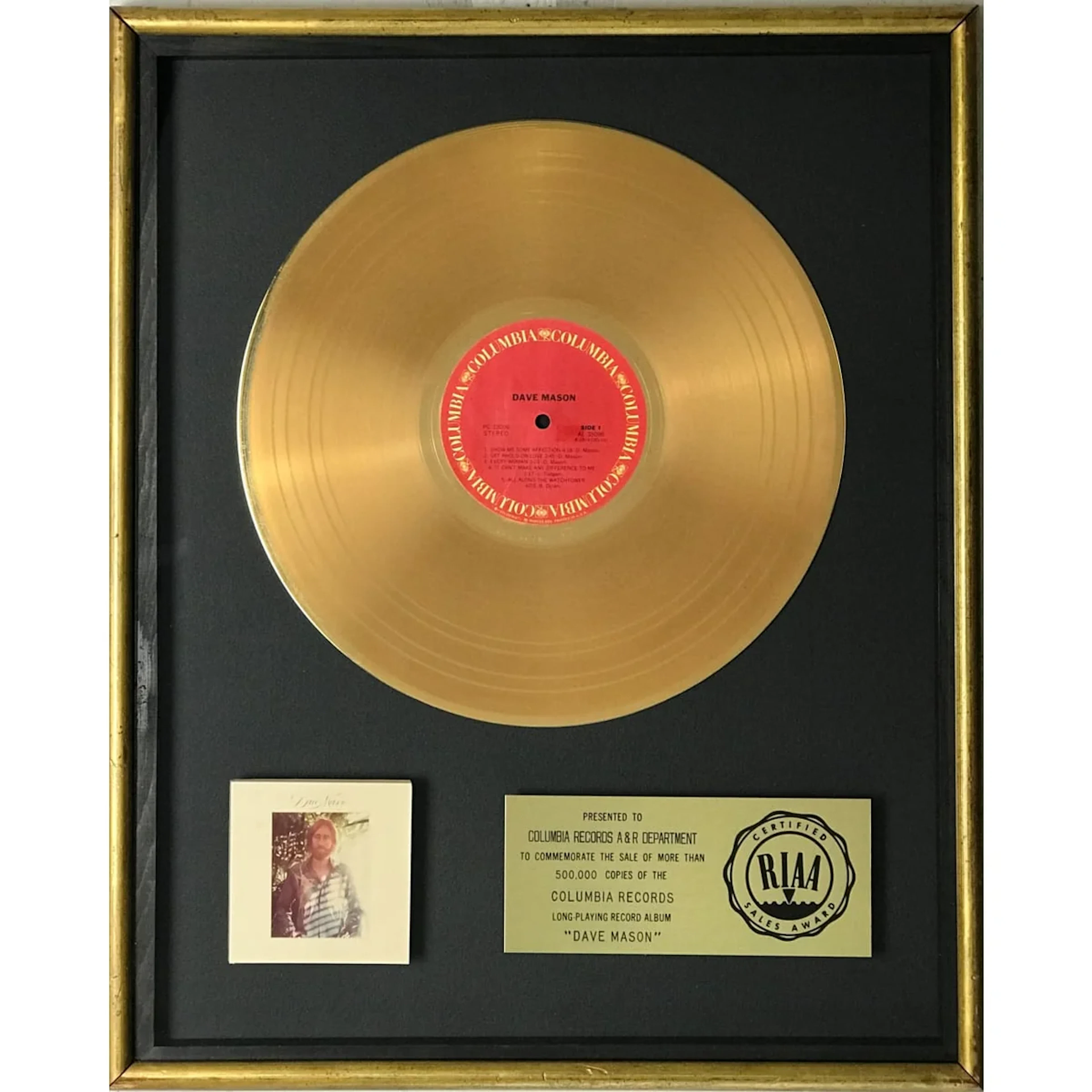 Dave Mason self-titled (1974) RIAA Gold Album Award