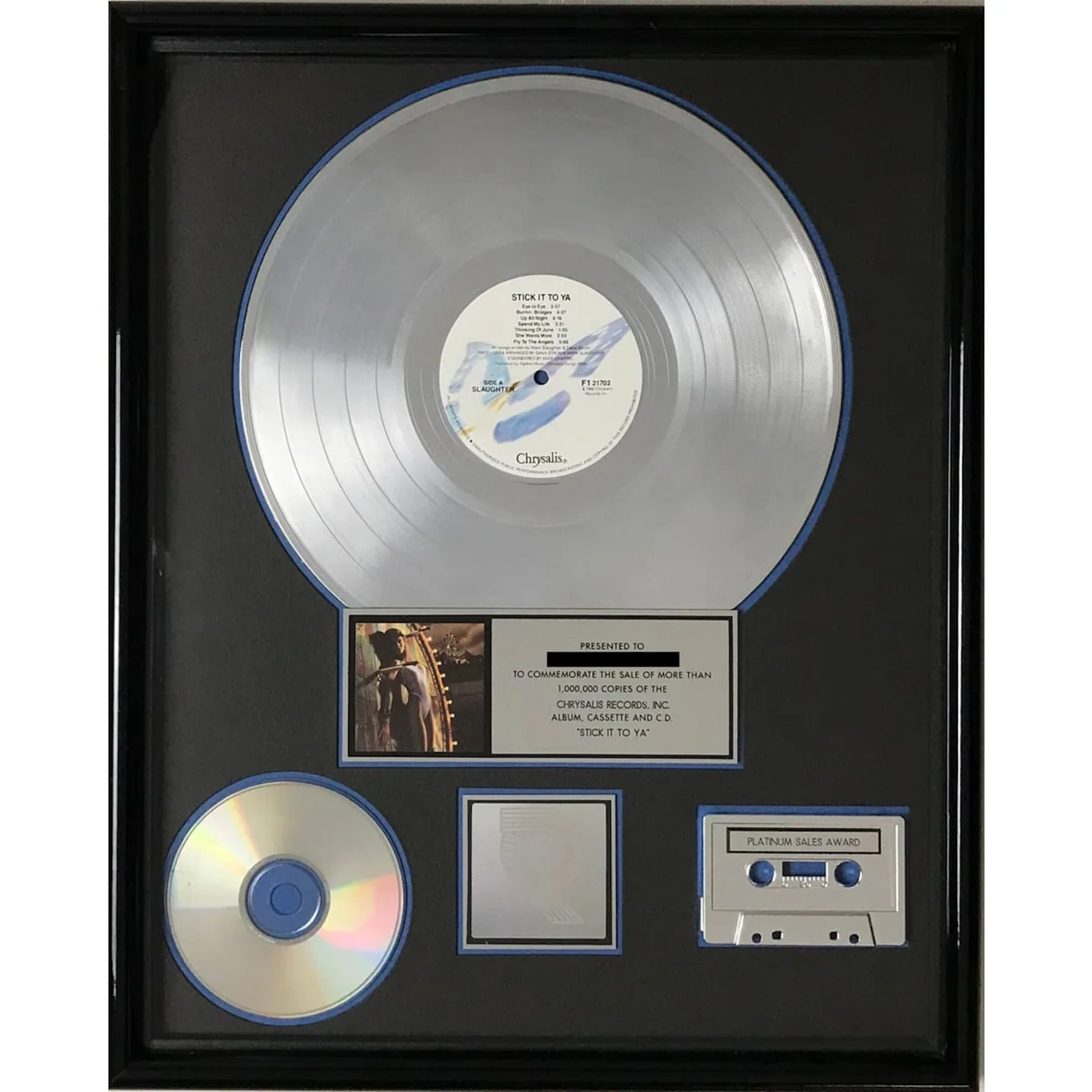 Slaughter Stick It To Ya RIAA Platinum Album Award