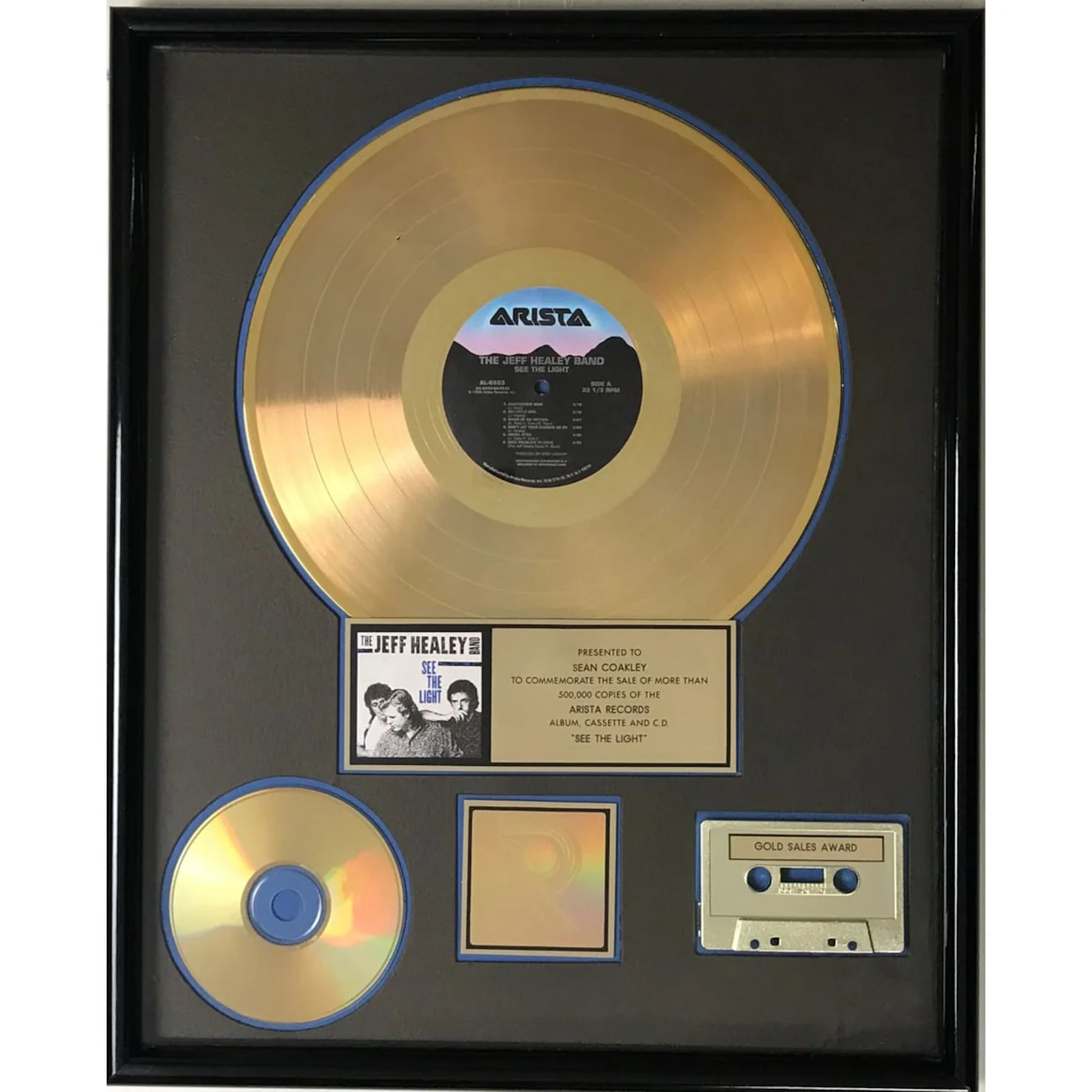 The Jeff Healey Band See The Light RIAA Gold Album Award