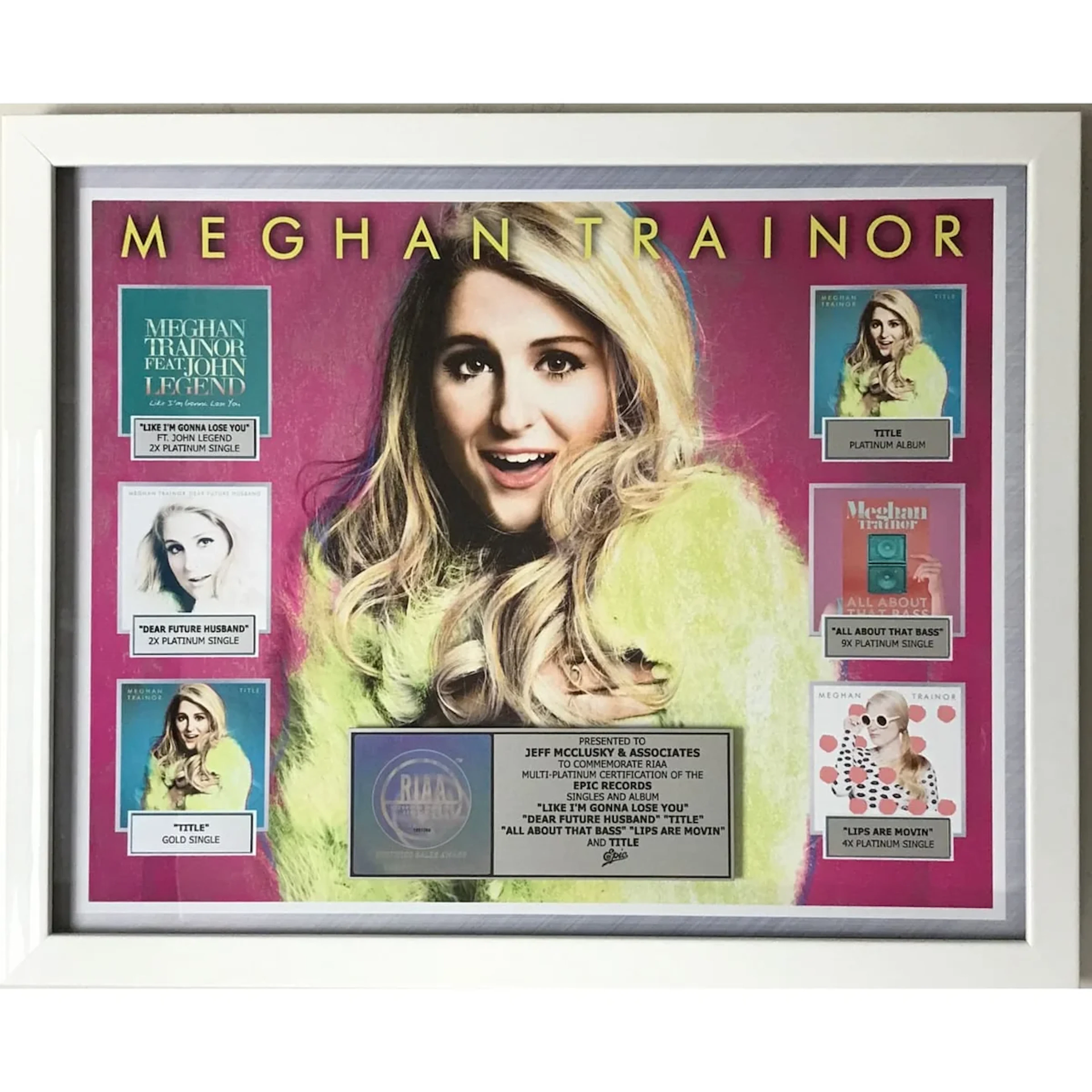 Meghan Trainor "All About That Bass" etc. RIAA Multi-Platinum Album/Singles