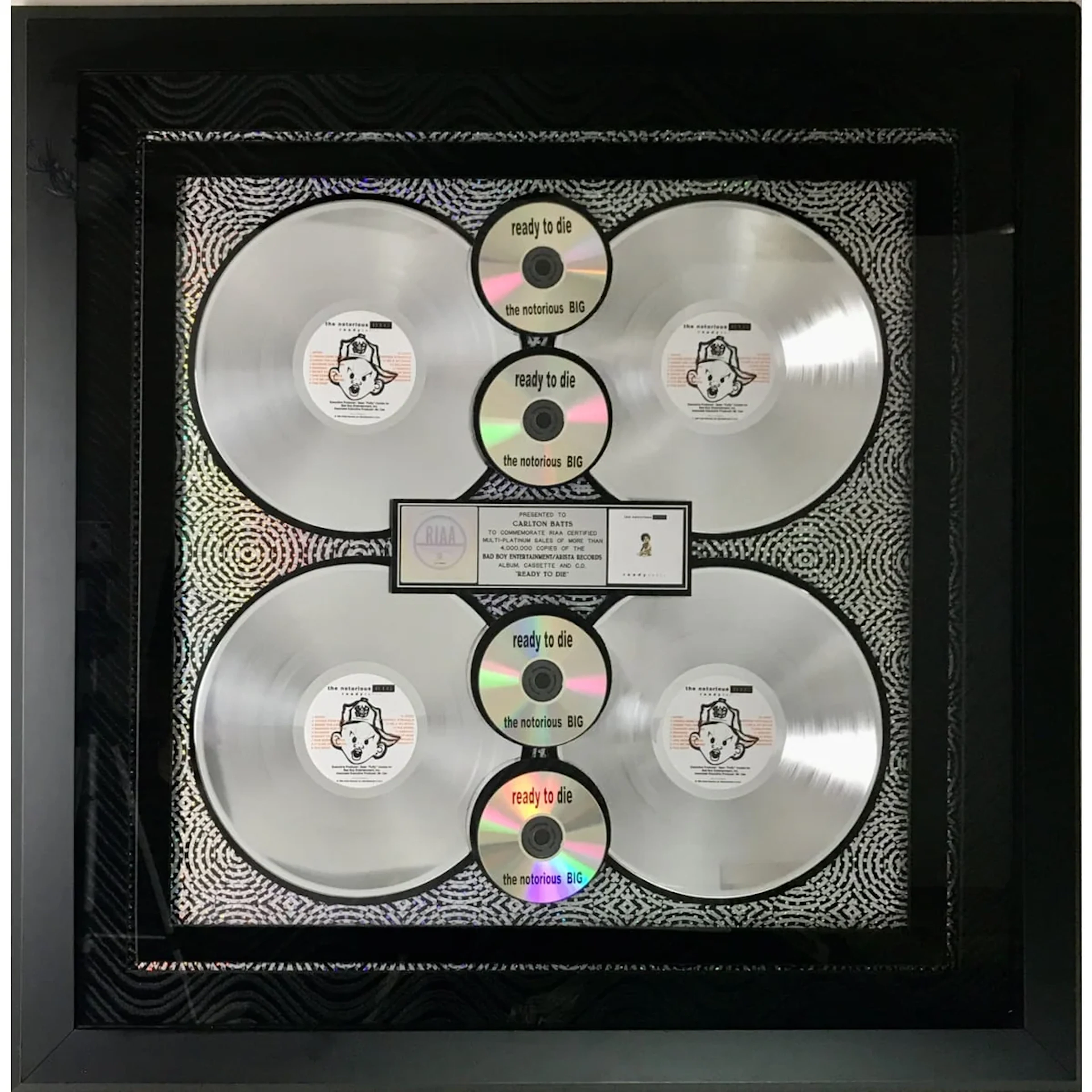 The Notorious B.I.G. Ready To Die RIAA 4x Multi-Platinum Album Award