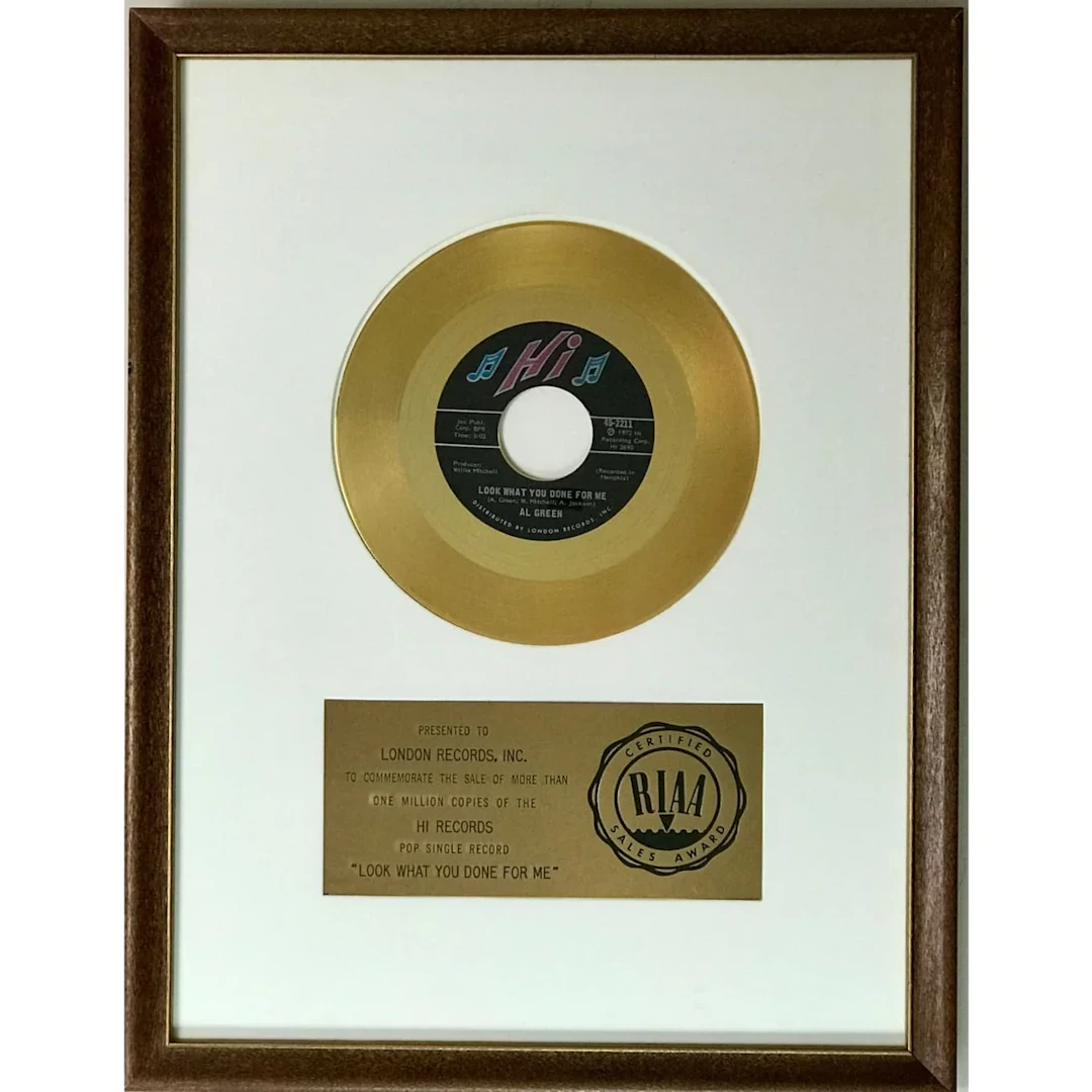 Al Green "Look What You Done For Me" RIAA Gold Single 45 Award - RARE