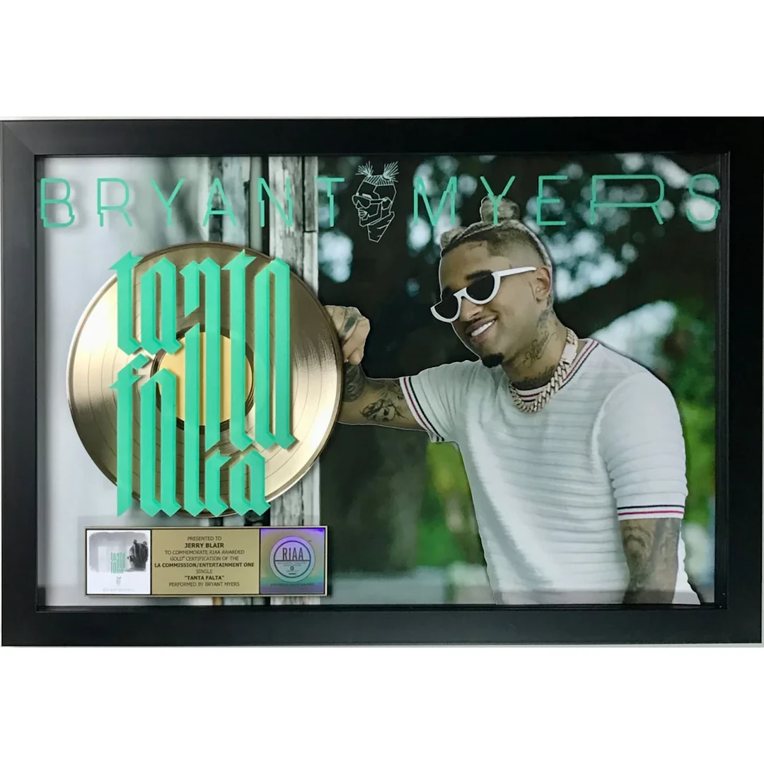 Bryant Myers "Tanta Falta" RIAA Gold Single Award