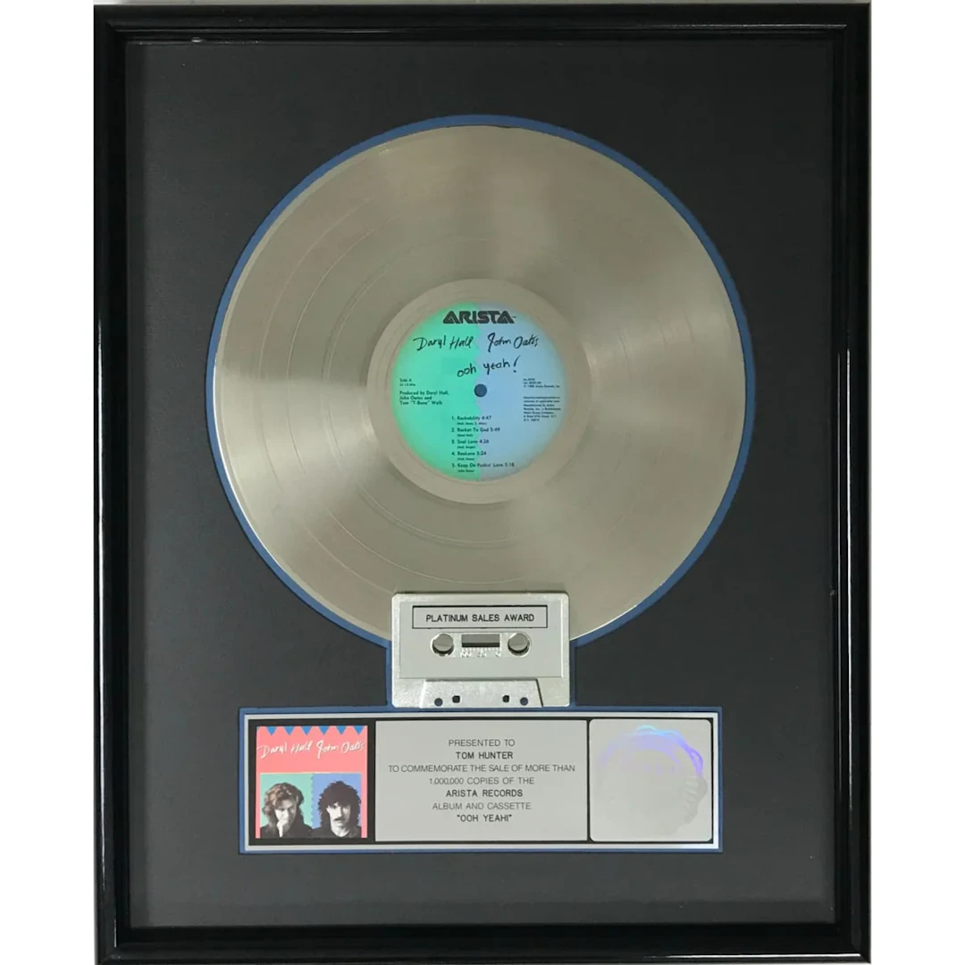 Hall & Oates Ooh Yeah! RIAA Platinum Album Award