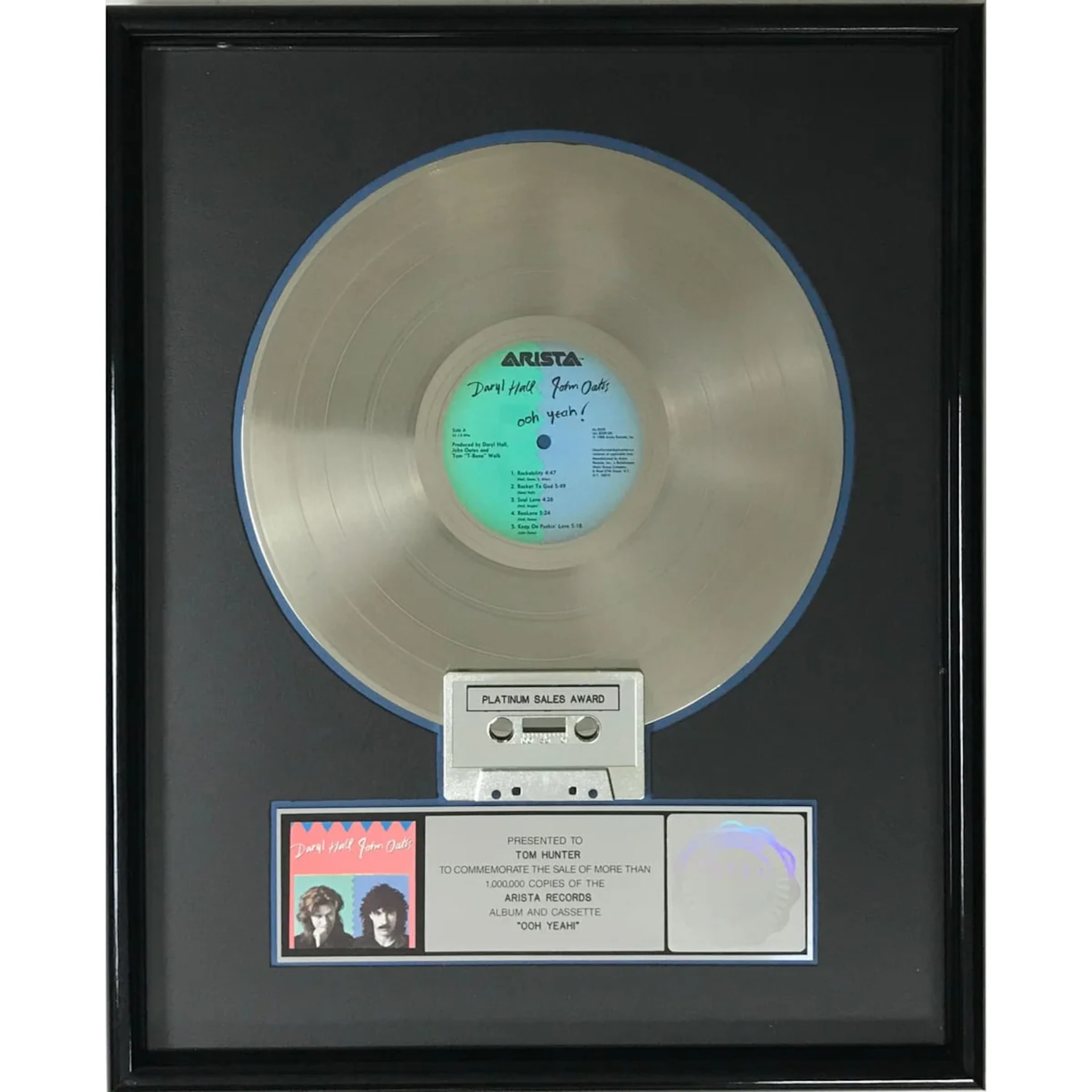 Hall & Oates Ooh Yeah! RIAA Platinum Album Award