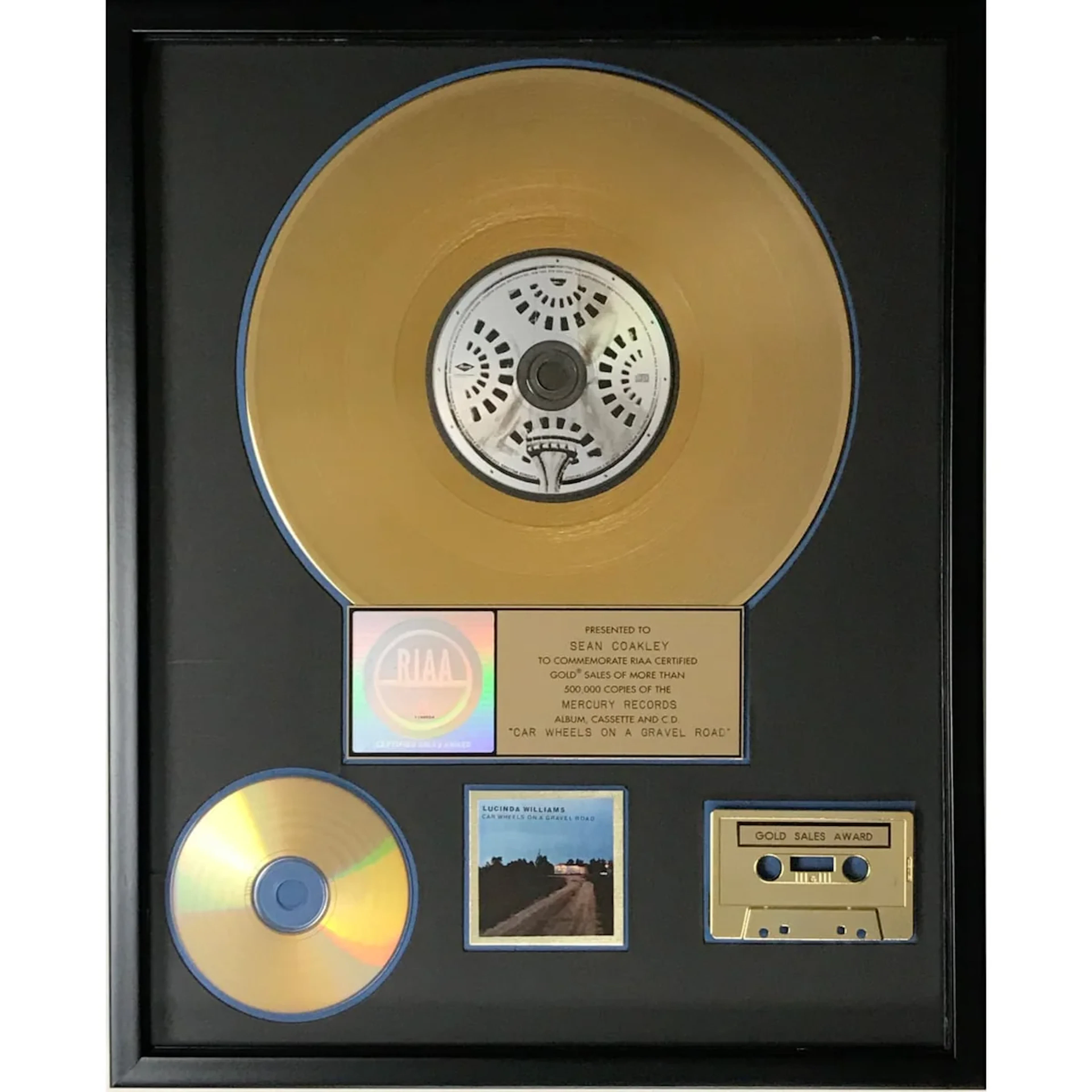 Lucinda Williams Car Wheels On A Gravel Road RIAA Gold Album Award