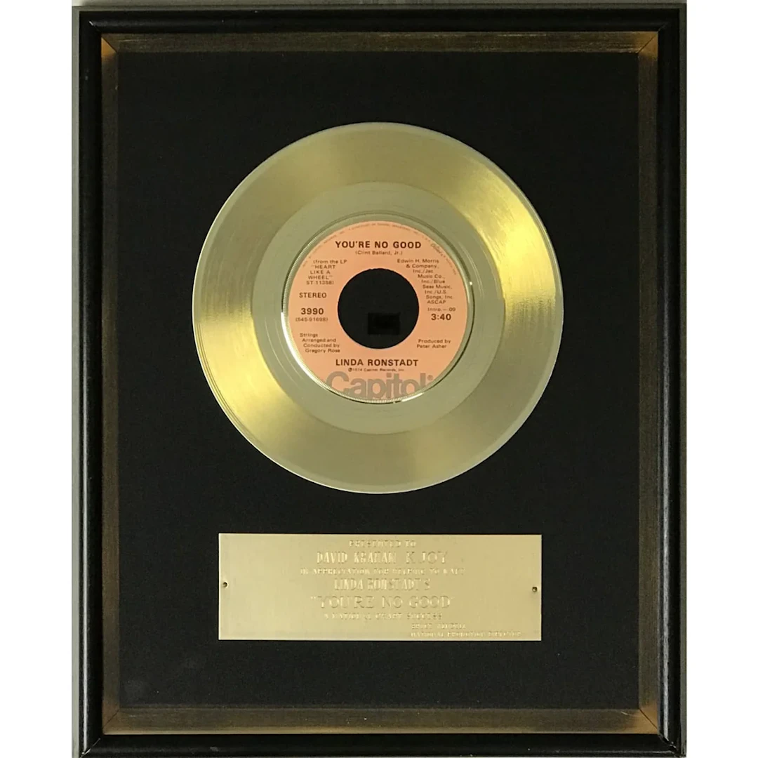 Linda Ronstadt "You're No Good" 1974 Capitol Records Award