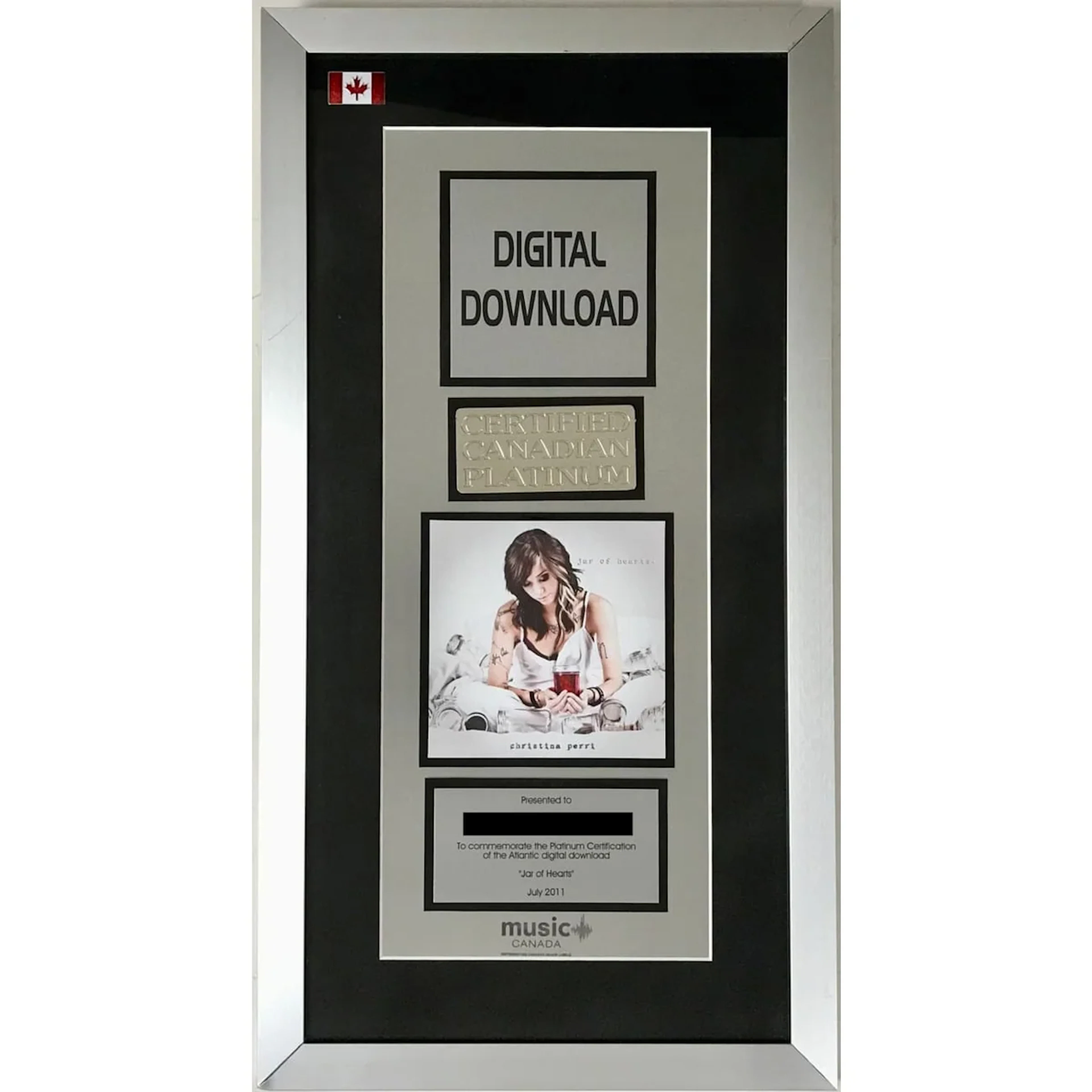 Christina Perri "Jar Of Hearts" CRIA Platinum Single Award