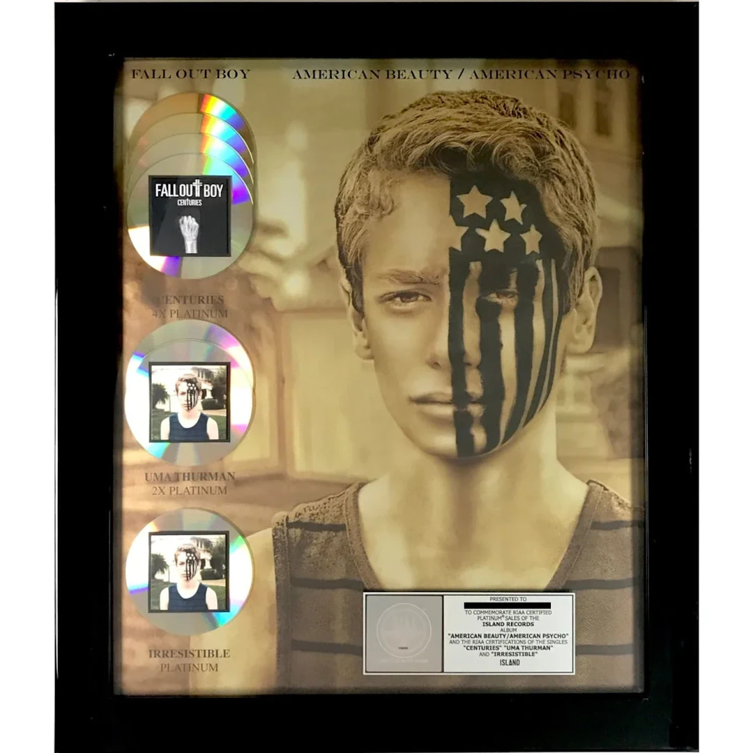 Fall Out Boy RIAA American Beauty/American Psycho Combo Album/Singles Award