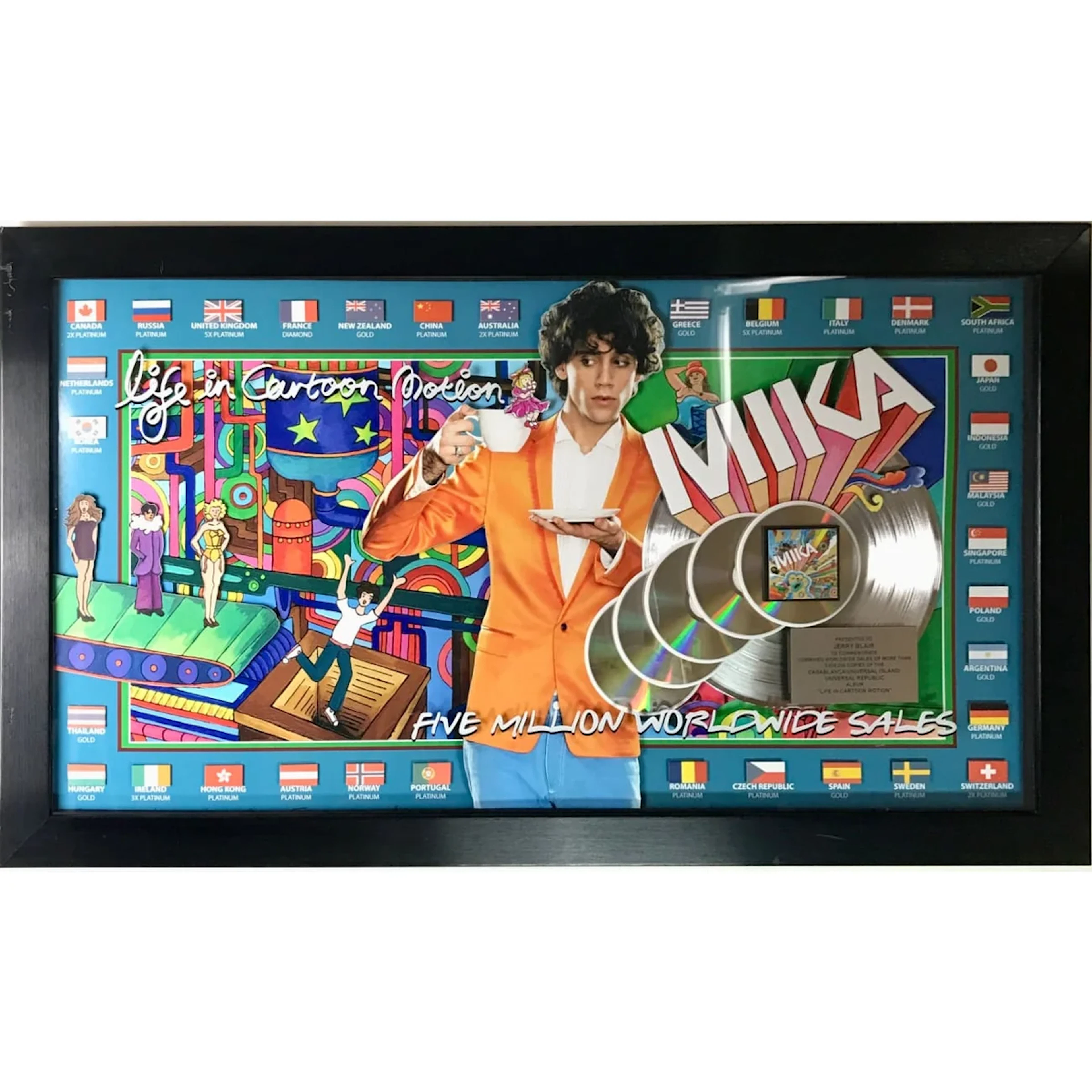 MIKA Life In Cartoon Motion 5M Sold Casablanca/Universal Album Award