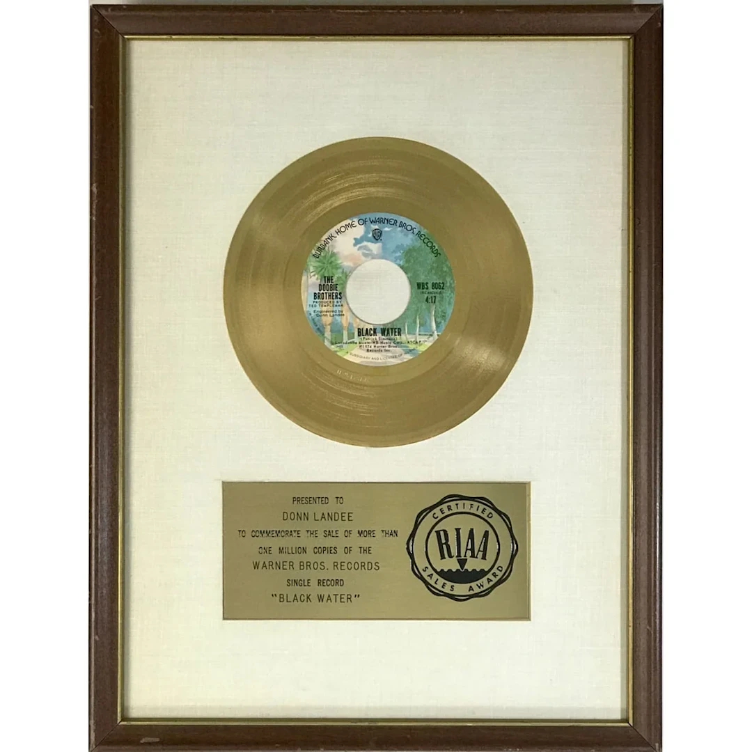 The Doobie Brothers "Black Water" RIAA Gold 45 Award - RARE