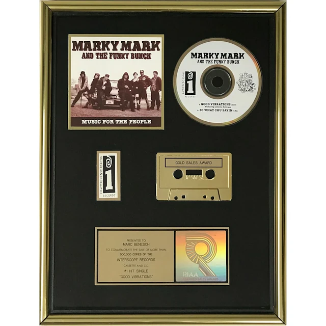 Marky Mark & the Funky Bunch "Good Vibrations" RIAA Gold Single Award