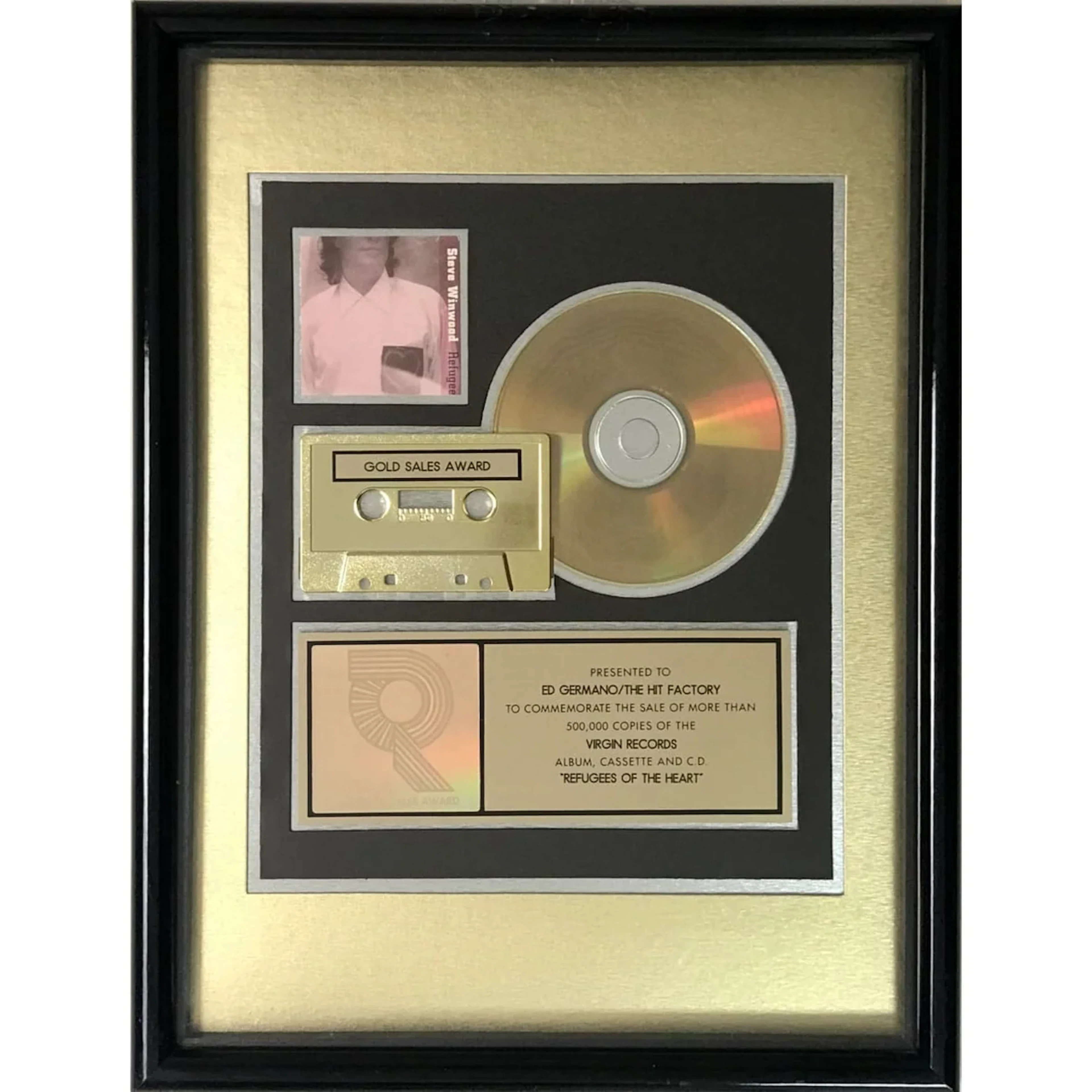 Steve Winwood Refugees Of The Heart RIAA Gold Album Award