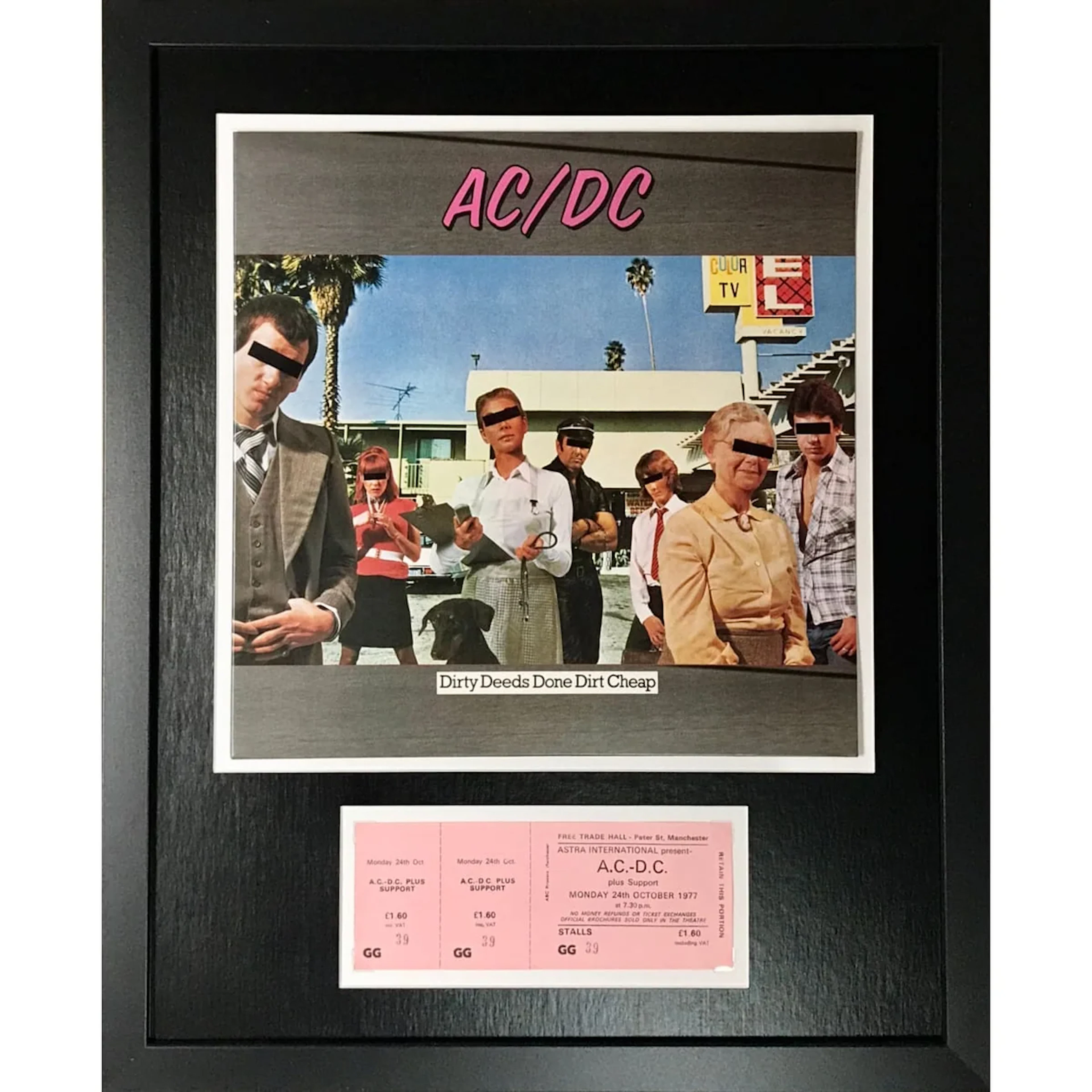 AC/DC "Dirty Deeds" Genuine 1977 Ticket Collage