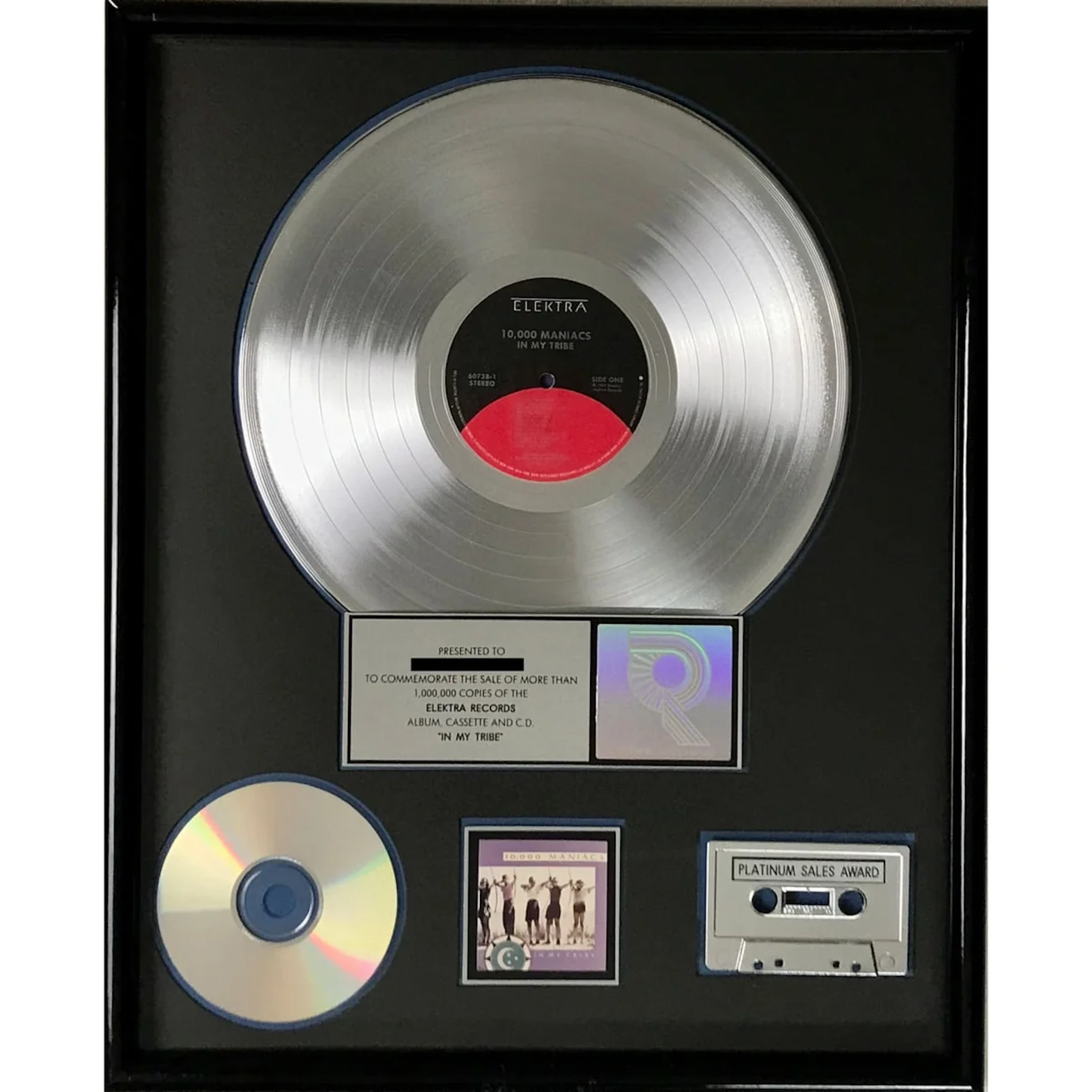 10,000 Maniacs In My Tribe RIAA Platinum Album Award