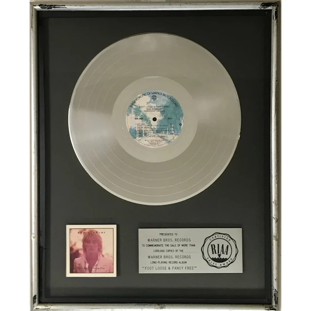 Rod Stewart Foot Loose & Fancy Free RIAA Platinum Album Award