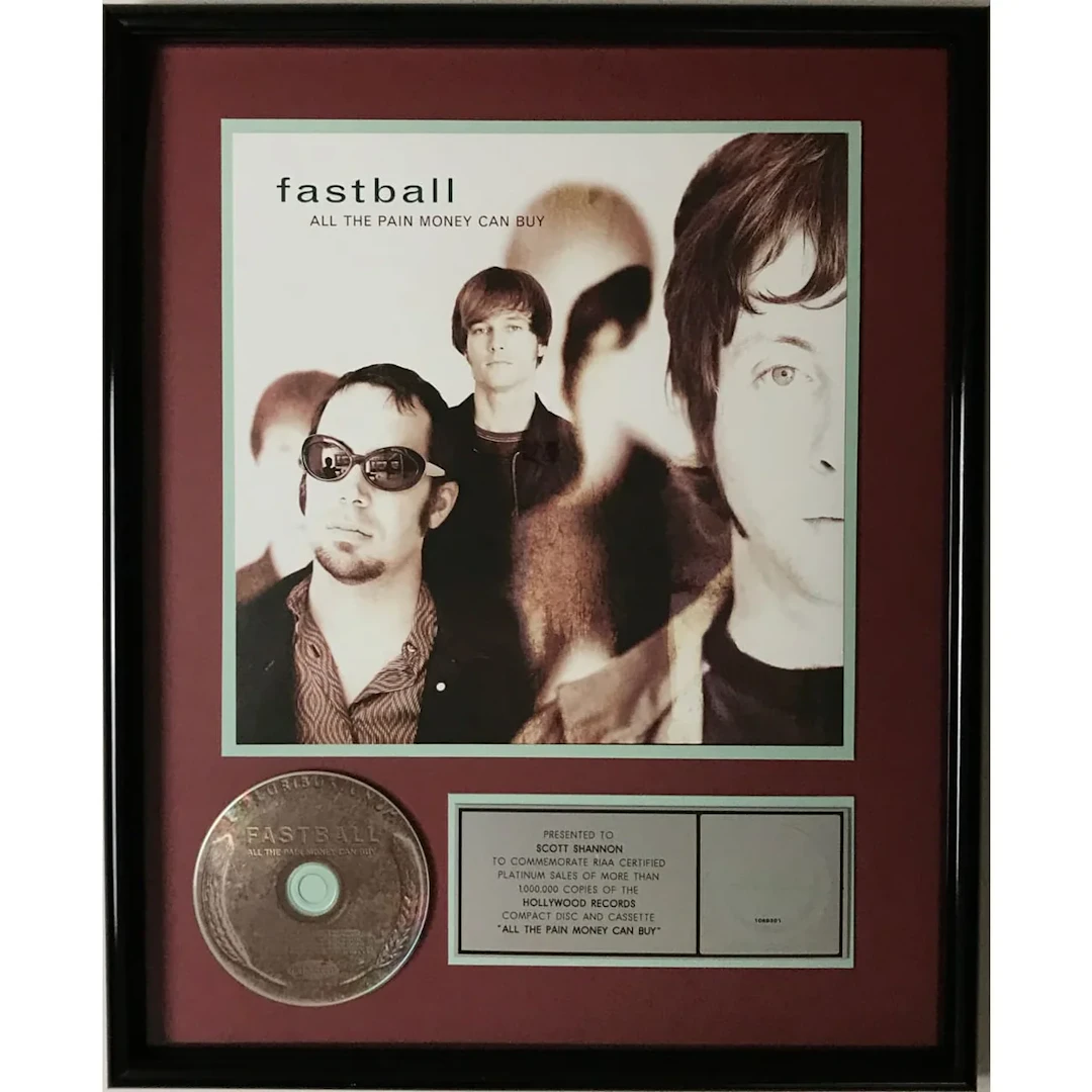 Fastball All The Pain Money Can Buy RIAA Platinum Album Award