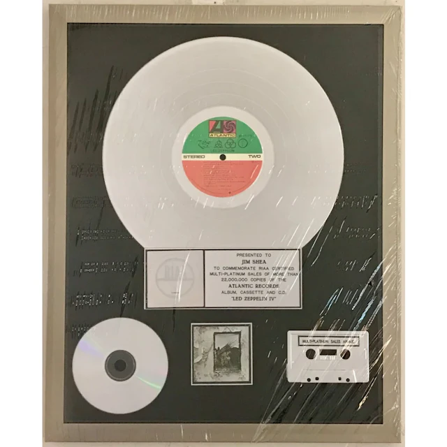 Led Zeppelin IV RIAA 22x Multi-Platinum Album Award- NEW, sealed