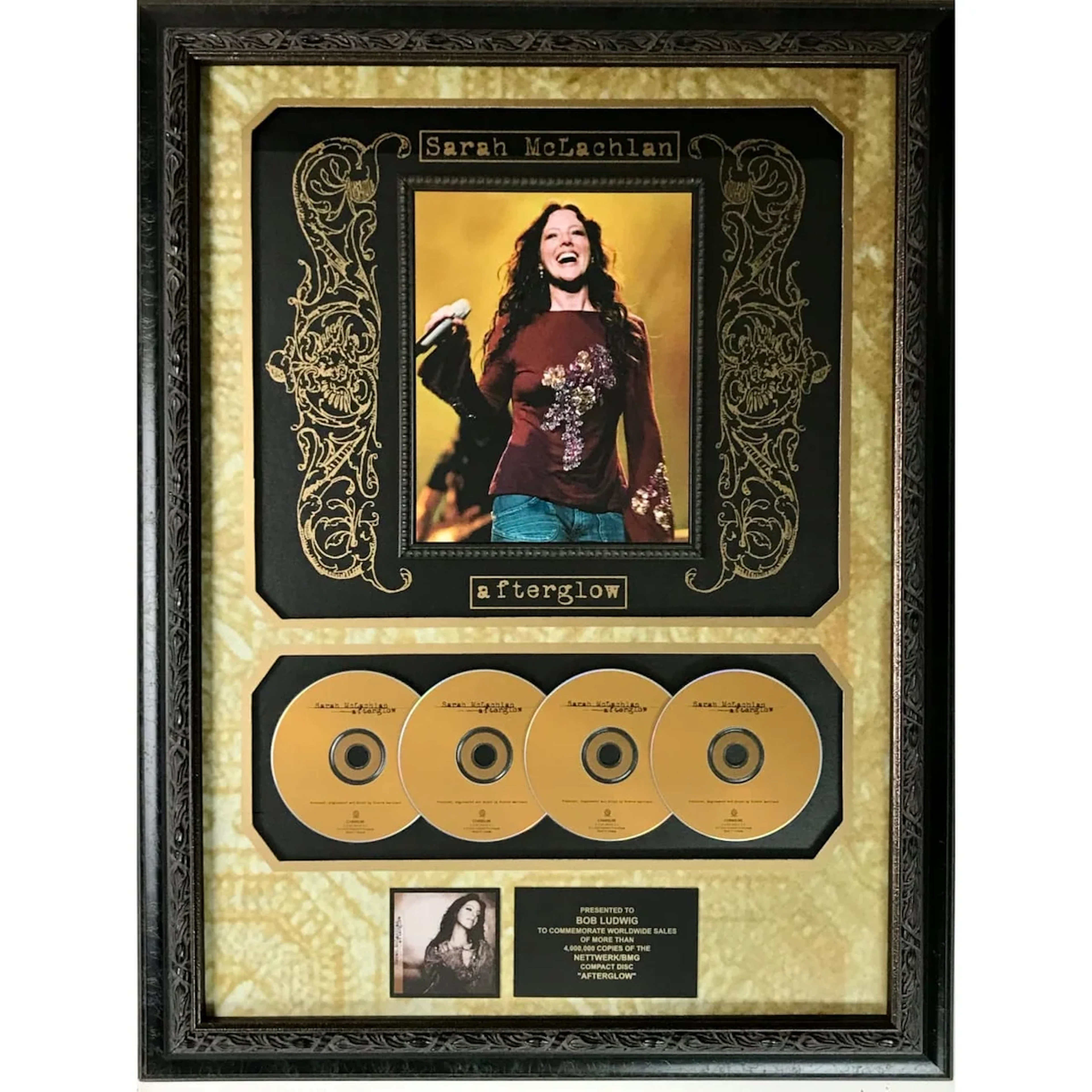 Sarah McLachlan Afterglow 4M Sold Nettwork/BMG Album Award