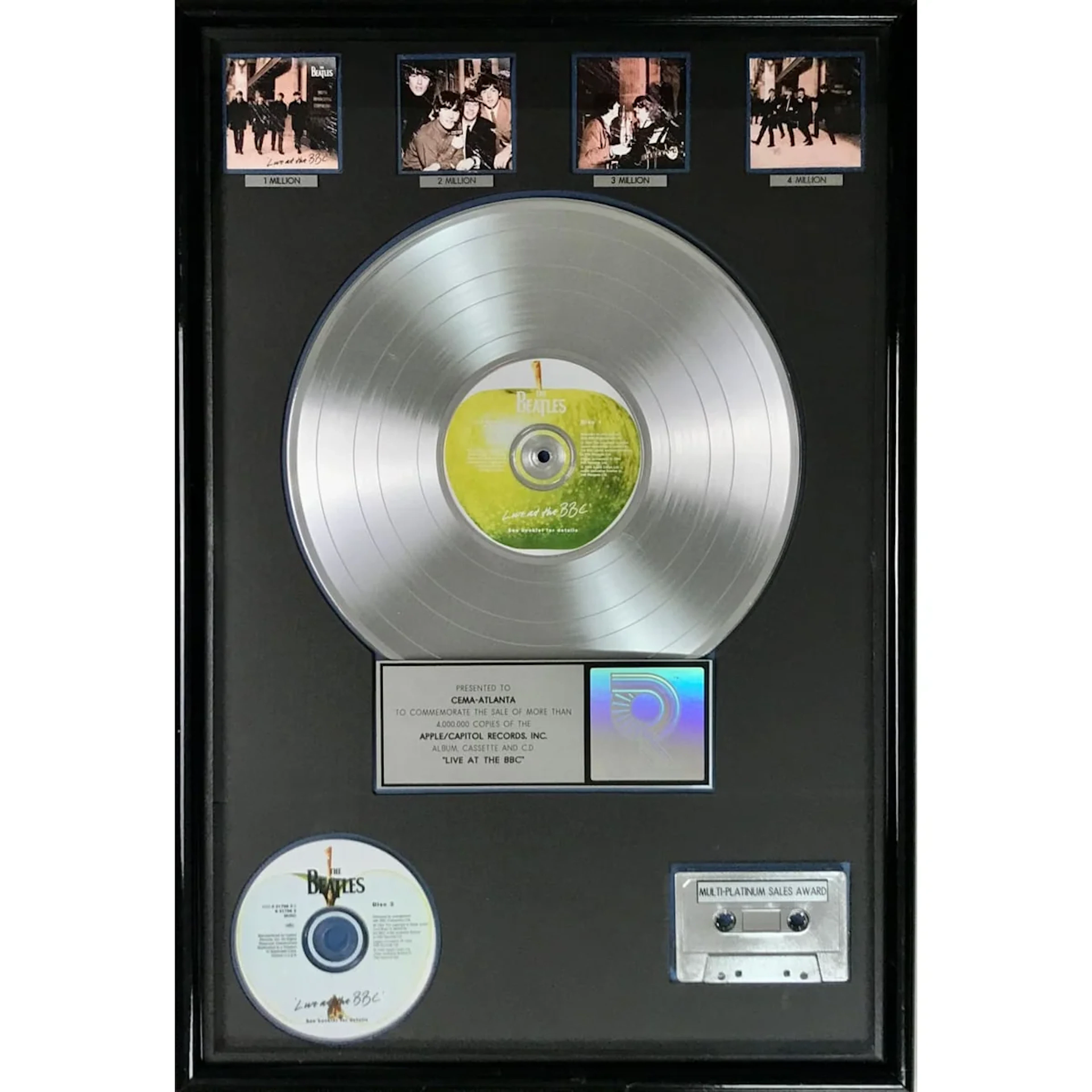 Beatles Live At The BBC RIAA 4x Platinum LP Award