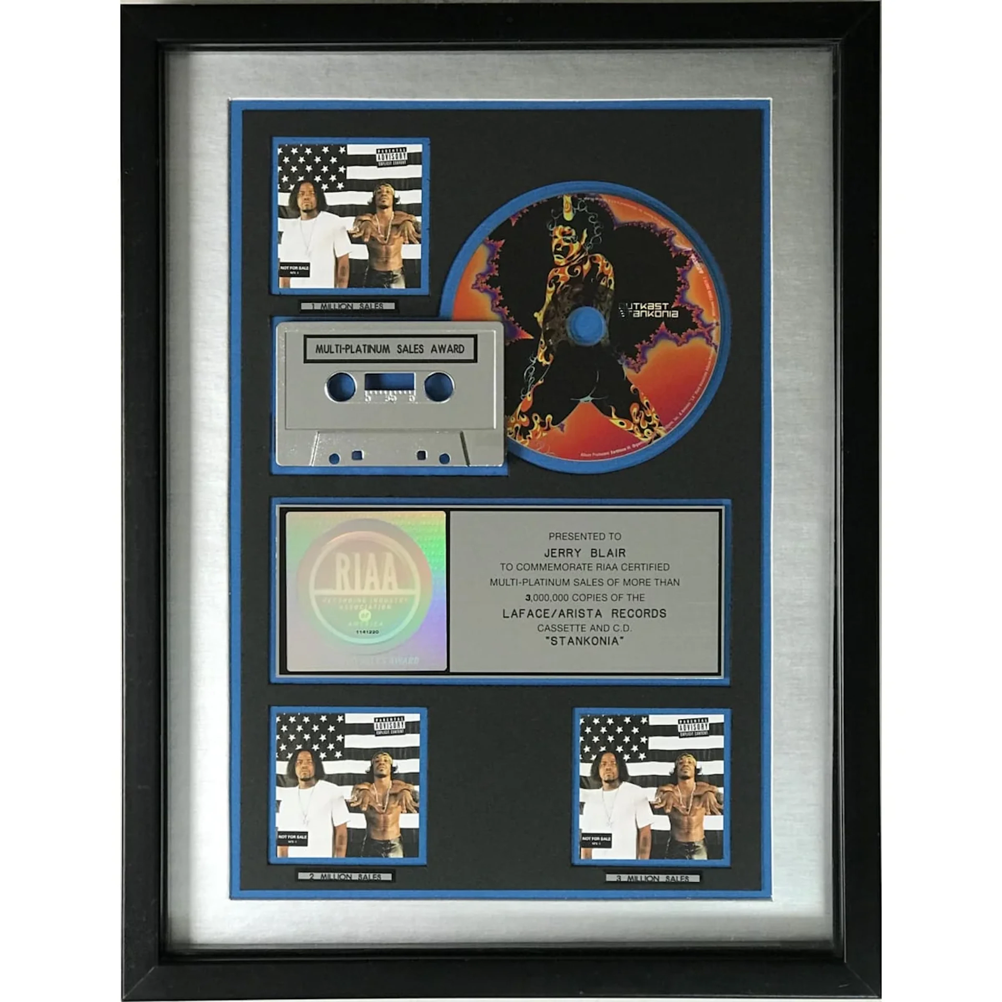Outkast Stankonia RIAA 3x Multi-Platinum Album Award