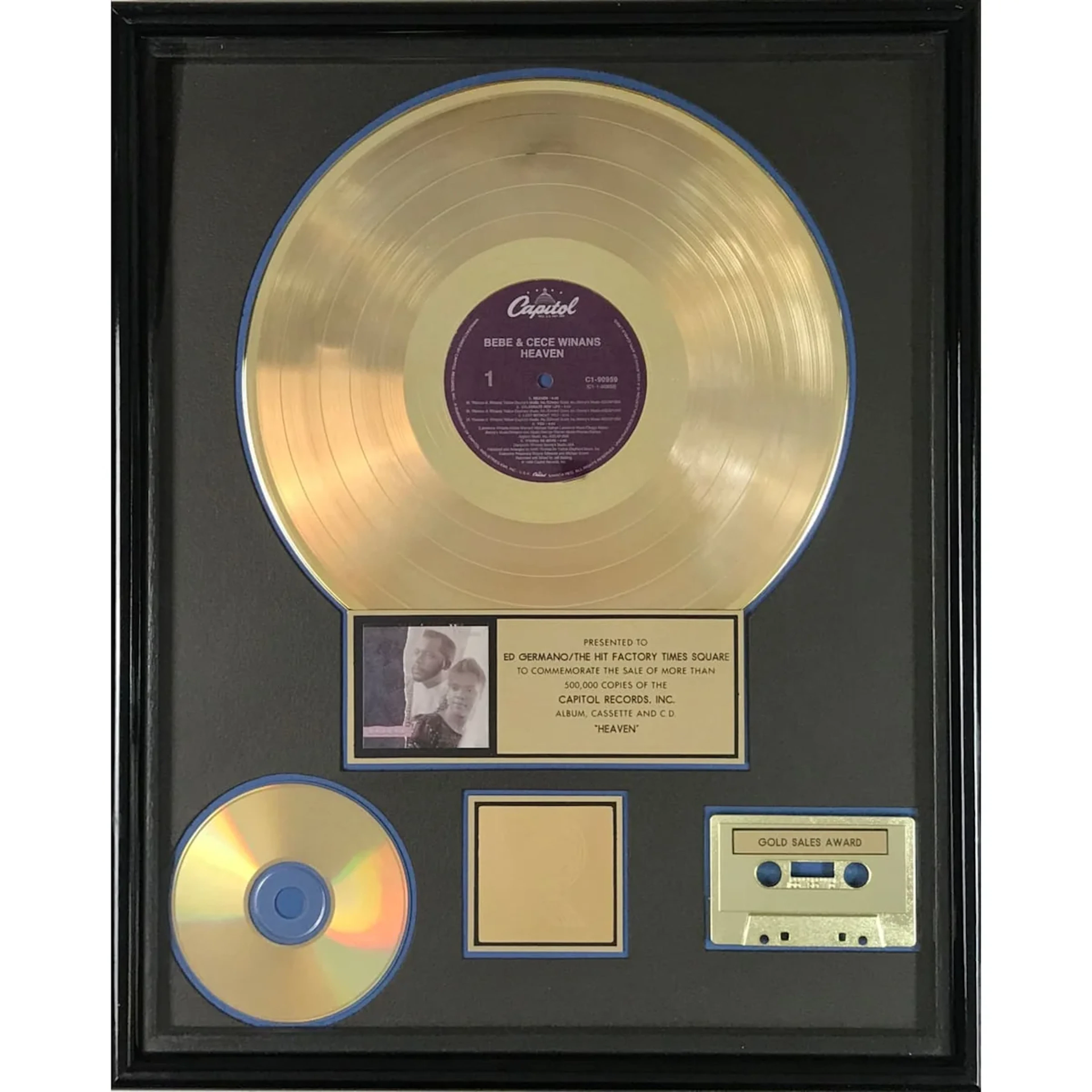 BeBe & CeCe Winans Heaven RIAA Gold Album Award