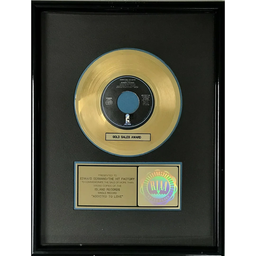 Robert Palmer "Addicted To Love" RIAA Gold Single Award