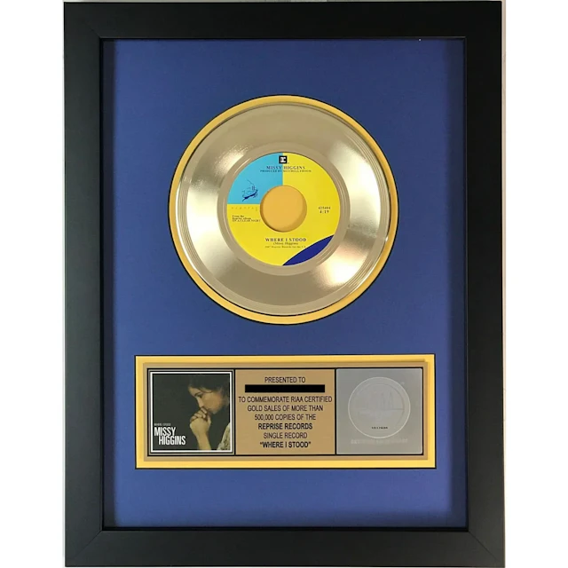 Missy Higgins "Where I Stood" RIAA Gold Single Award