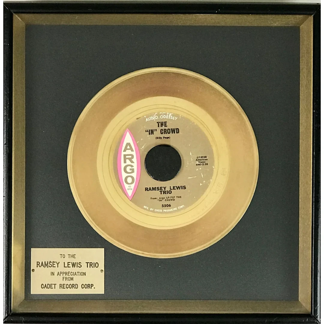 Ramsey Lewis Trio "The In Crowd" 1960s Disc Award Ltd presented to