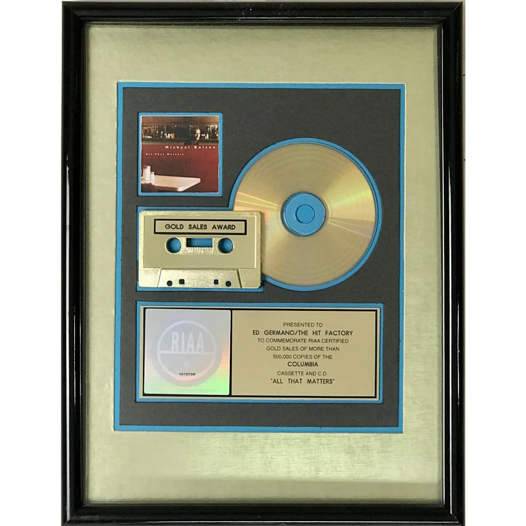 Michael Bolton All That Matters RIAA Gold Album Award
