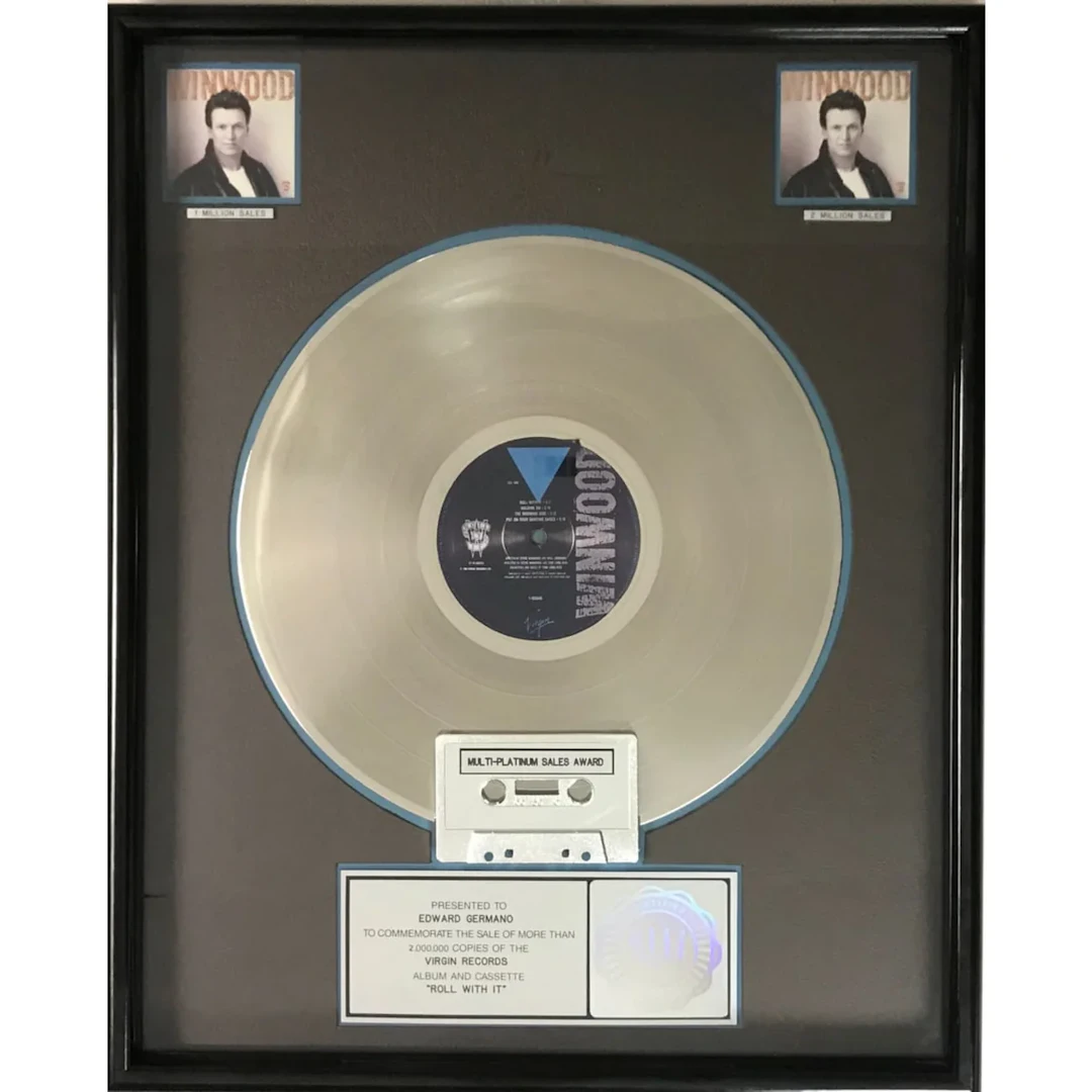 Steve Winwood Roll With It RIAA 2x Multi-Platinum Album Award